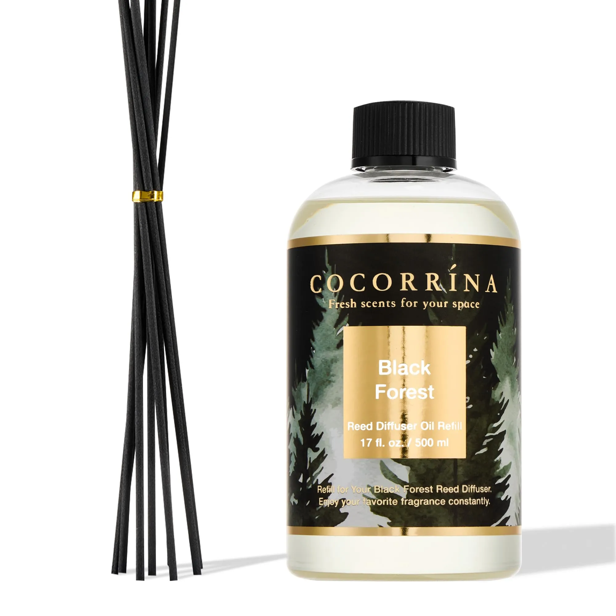 COCORRÍNA Ricarica Diffusore Ambiente, Black Forest, 500ml con 8 Bastoncini - immagine 1