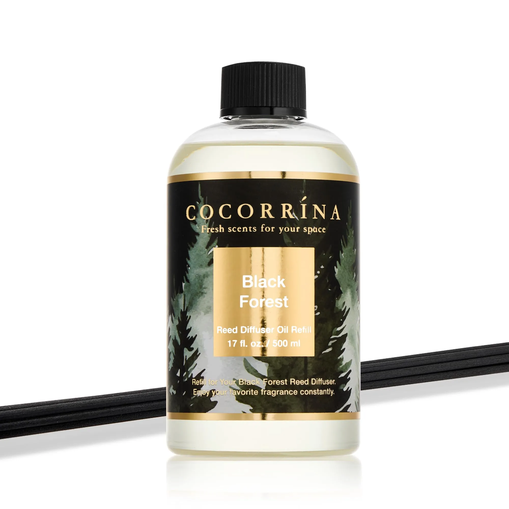 COCORRÍNA Ricarica Diffusore Ambiente, Black Forest, 500ml con 8 Bastoncini - immagine 2
