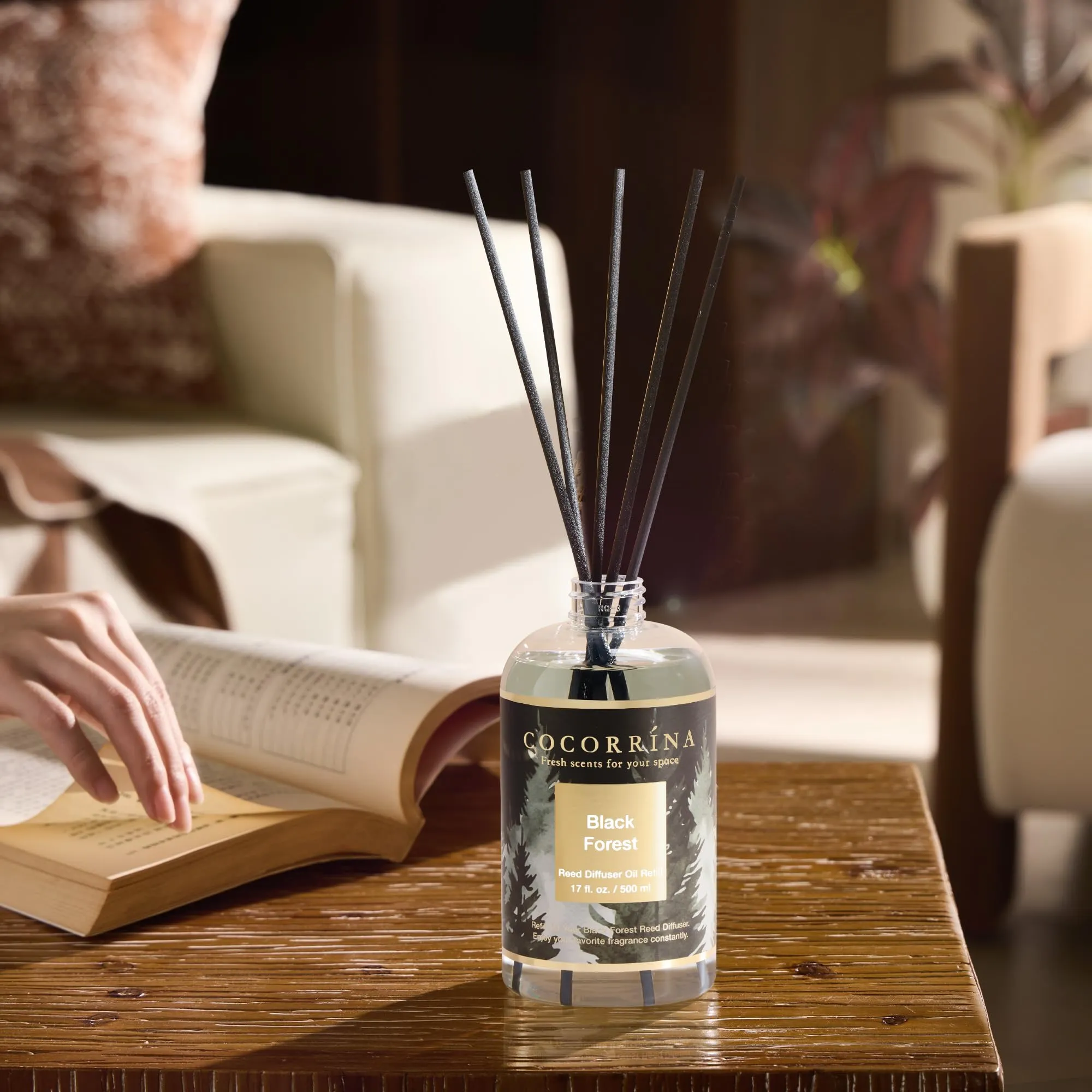 COCORRÍNA Ricarica Diffusore Ambiente, Black Forest, 500ml con 8 Bastoncini - immagine 5