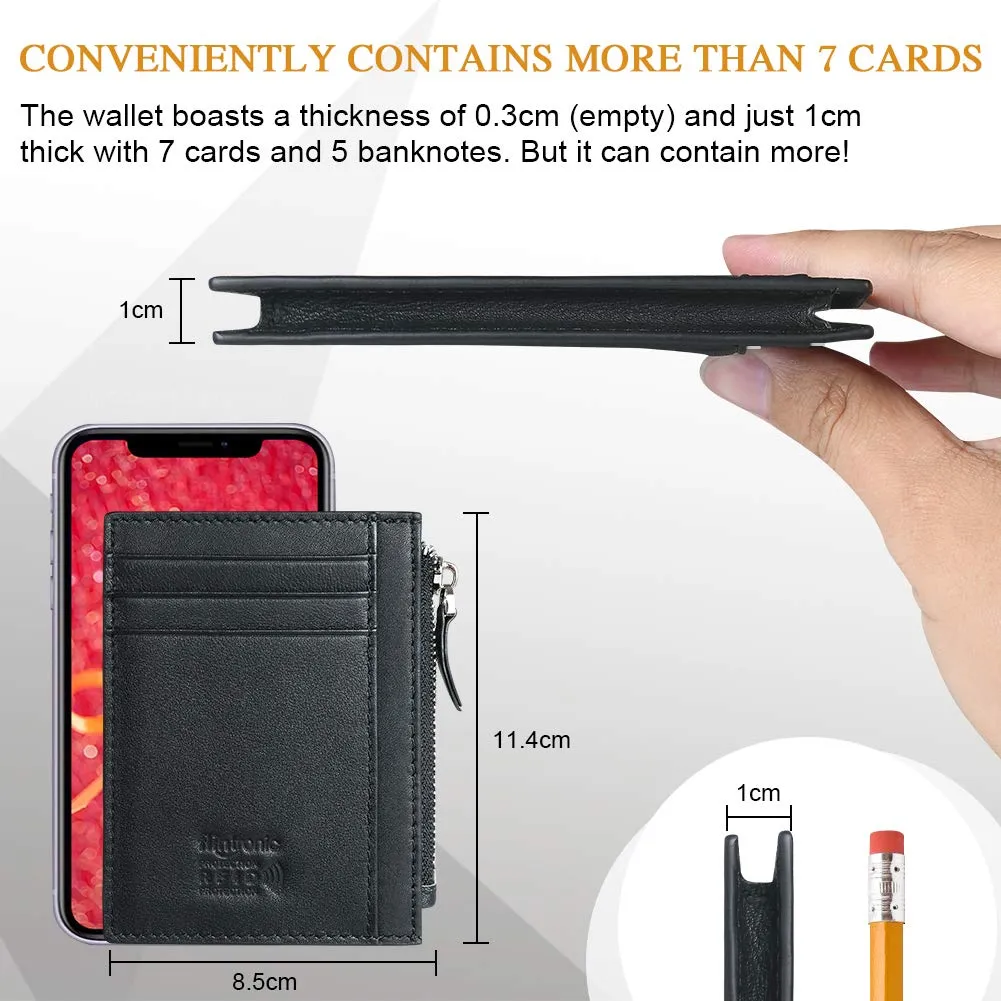 flintronic Porta Carte di Credito in Pelle, Blocco RFID/NFC, Portafoglio Sottile per Uomo e Donna - Nero - immagine 3