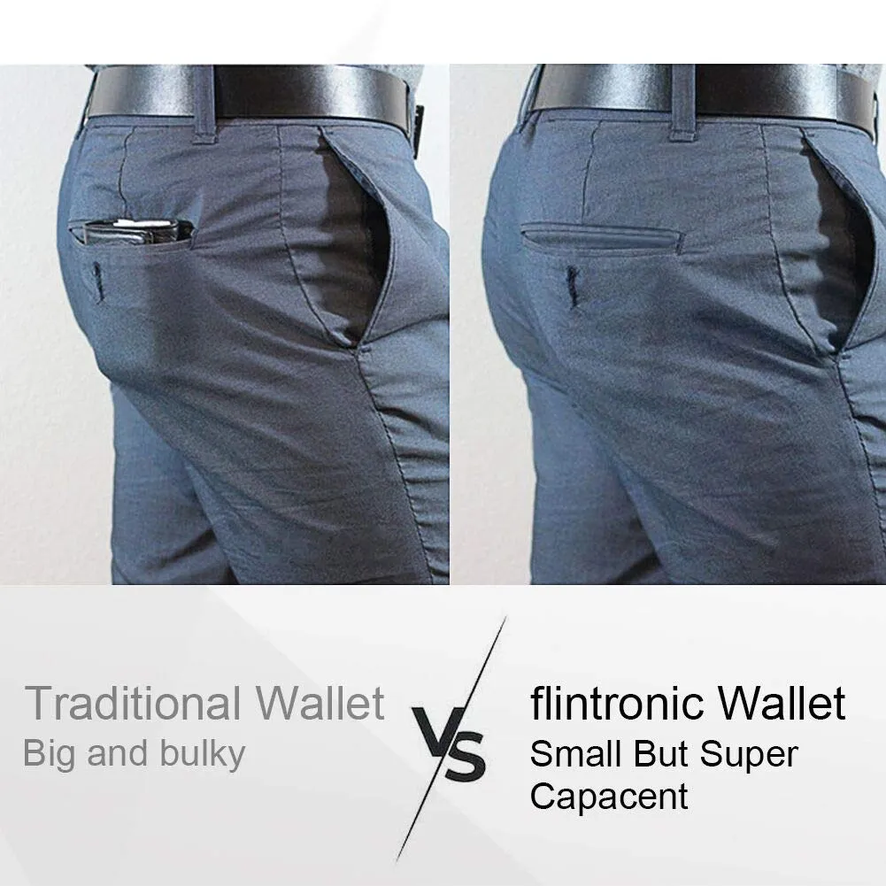 flintronic Porta Carte di Credito in Pelle, Blocco RFID/NFC, Portafoglio Sottile per Uomo e Donna - Nero - immagine 5