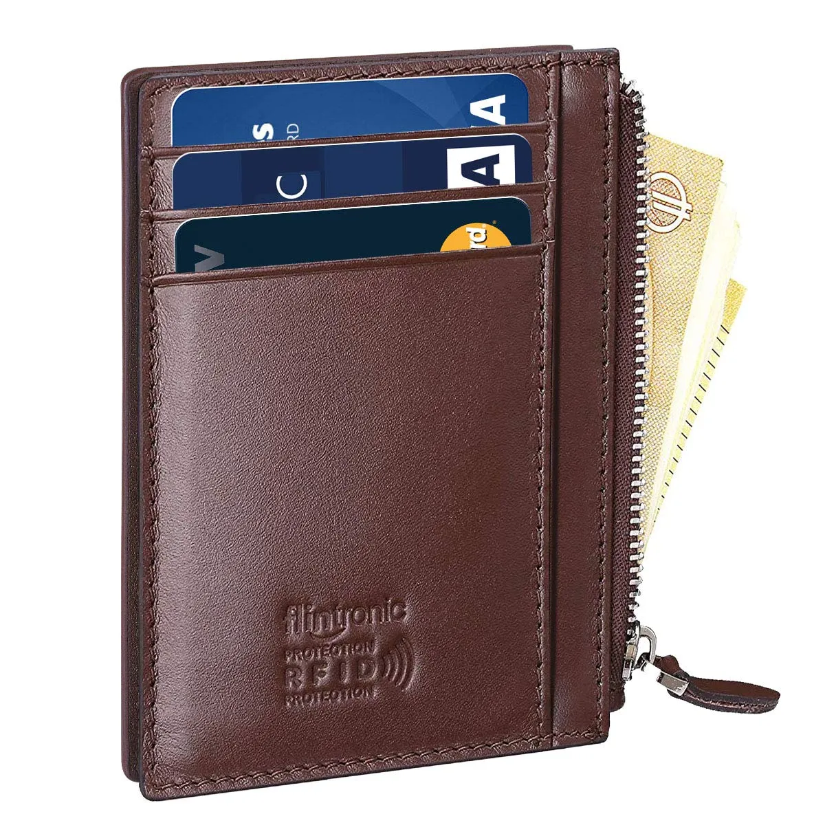 flintronic Portafoglio in Vera Pelle RFID/NFC Blocco con Tasche per Carte di Credito - immagine 1