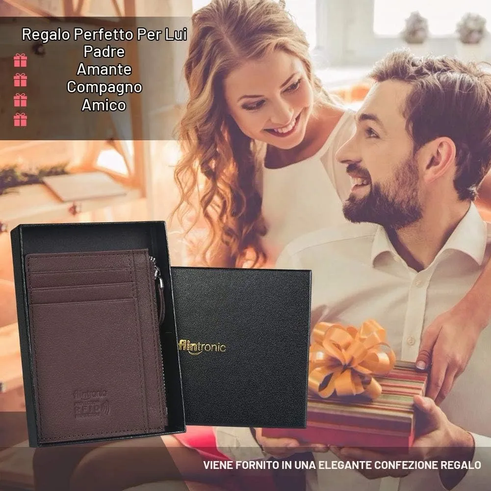 flintronic Portafoglio in Vera Pelle RFID/NFC Blocco con Tasche per Carte di Credito - immagine 7