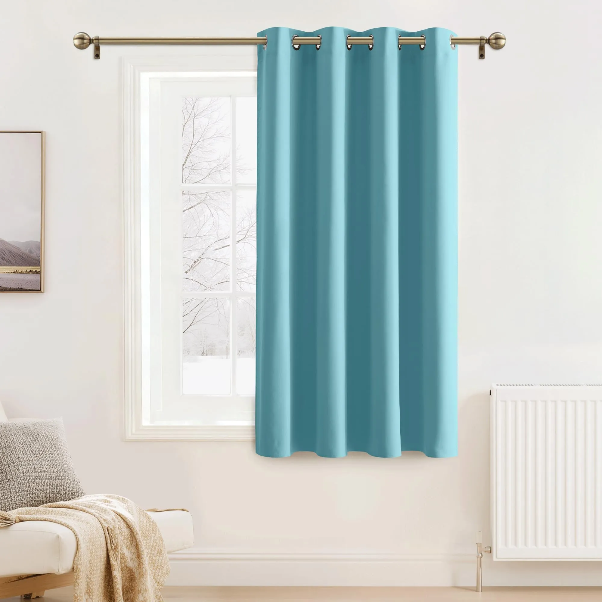 PONY DANCE Tende Corte Oscuranti Termiche Isolanti, 132L x 137A cm, 1 Pannello, Blu Chiaro - immagine 1