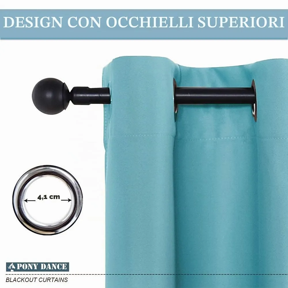 PONY DANCE Tende Corte Oscuranti Termiche Isolanti, 132L x 137A cm, 1 Pannello, Blu Chiaro - immagine 6