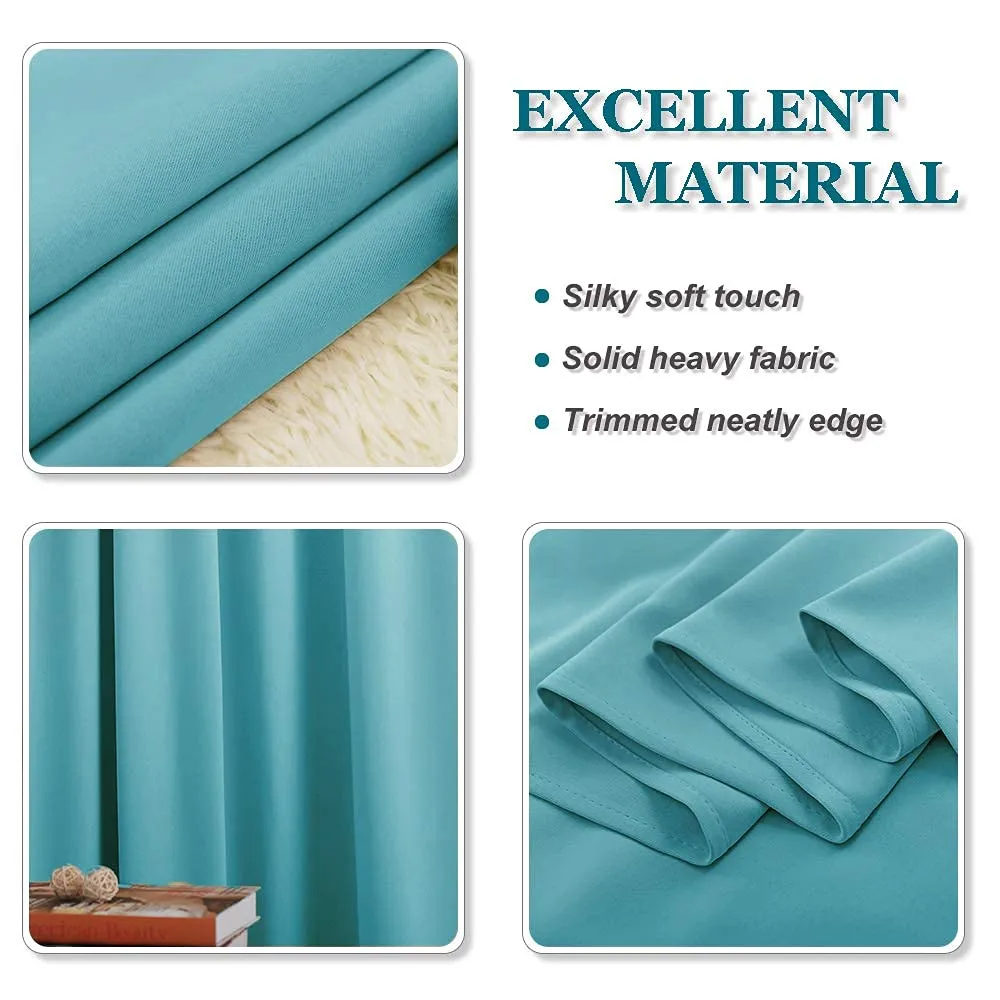 PONY DANCE Tende Corte Oscuranti Termiche Isolanti, 132L x 137A cm, 1 Pannello, Blu Chiaro - immagine 7