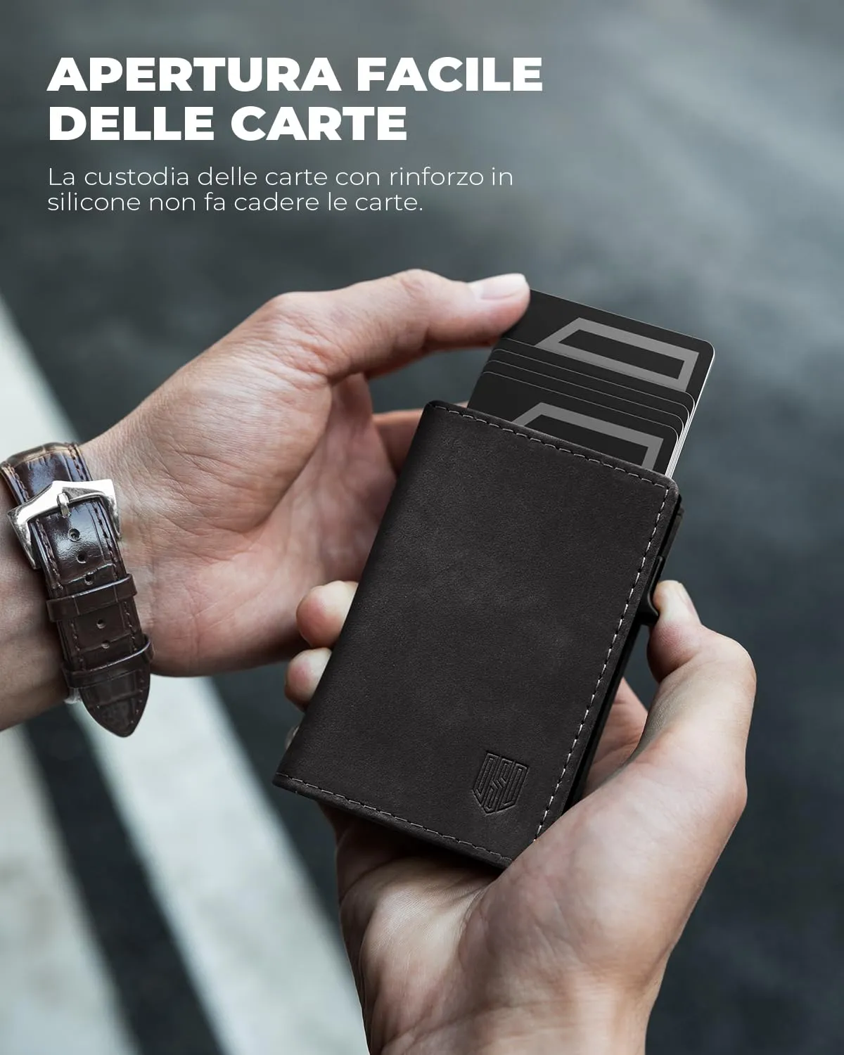 DODENSHA MagSnap Portafoglio Uomo Piccolo con Protezione RFID, Braun - immagine 5