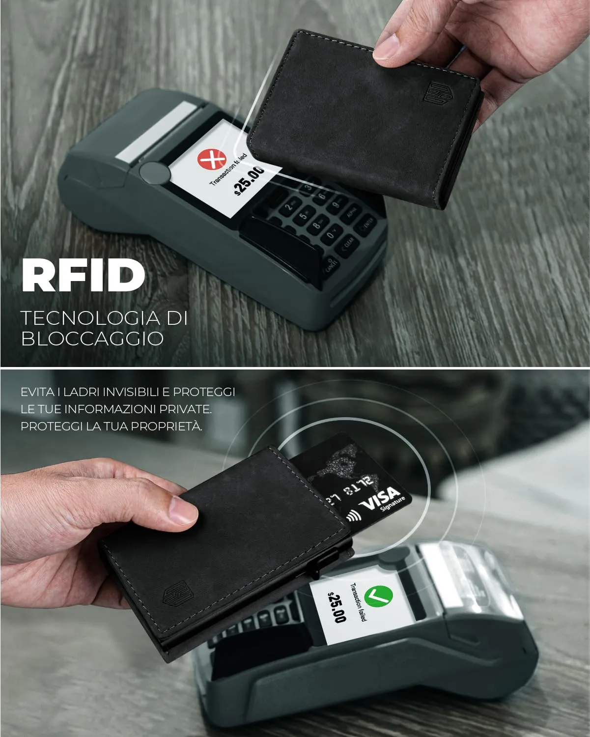 DODENSHA MagSnap Portafoglio Uomo Piccolo con Protezione RFID, Braun - immagine 7