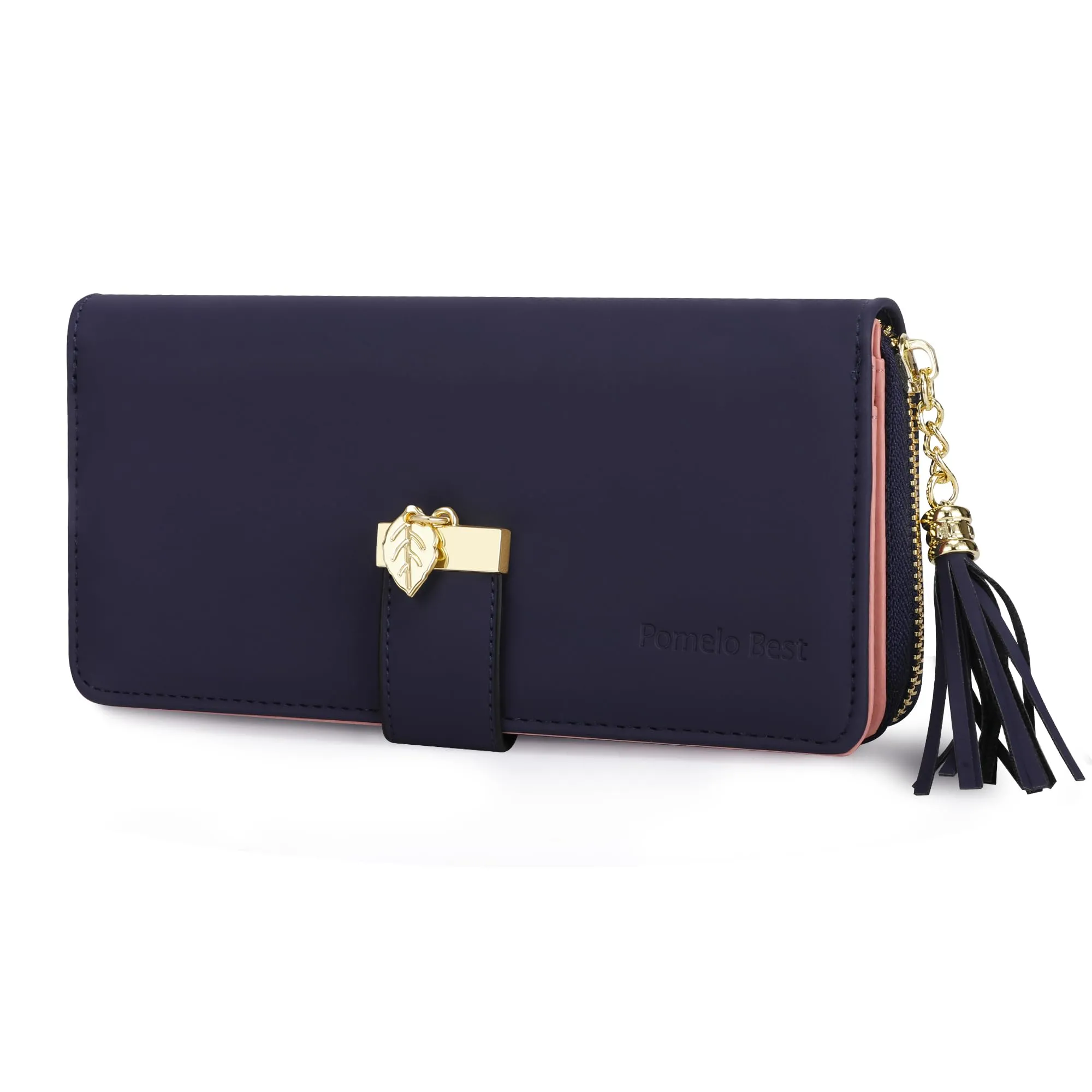 Pomelo Best Portafoglio Donna in Pelle Sintetica con Blocco RFID, Blu Opaco, M, Classico - immagine 1