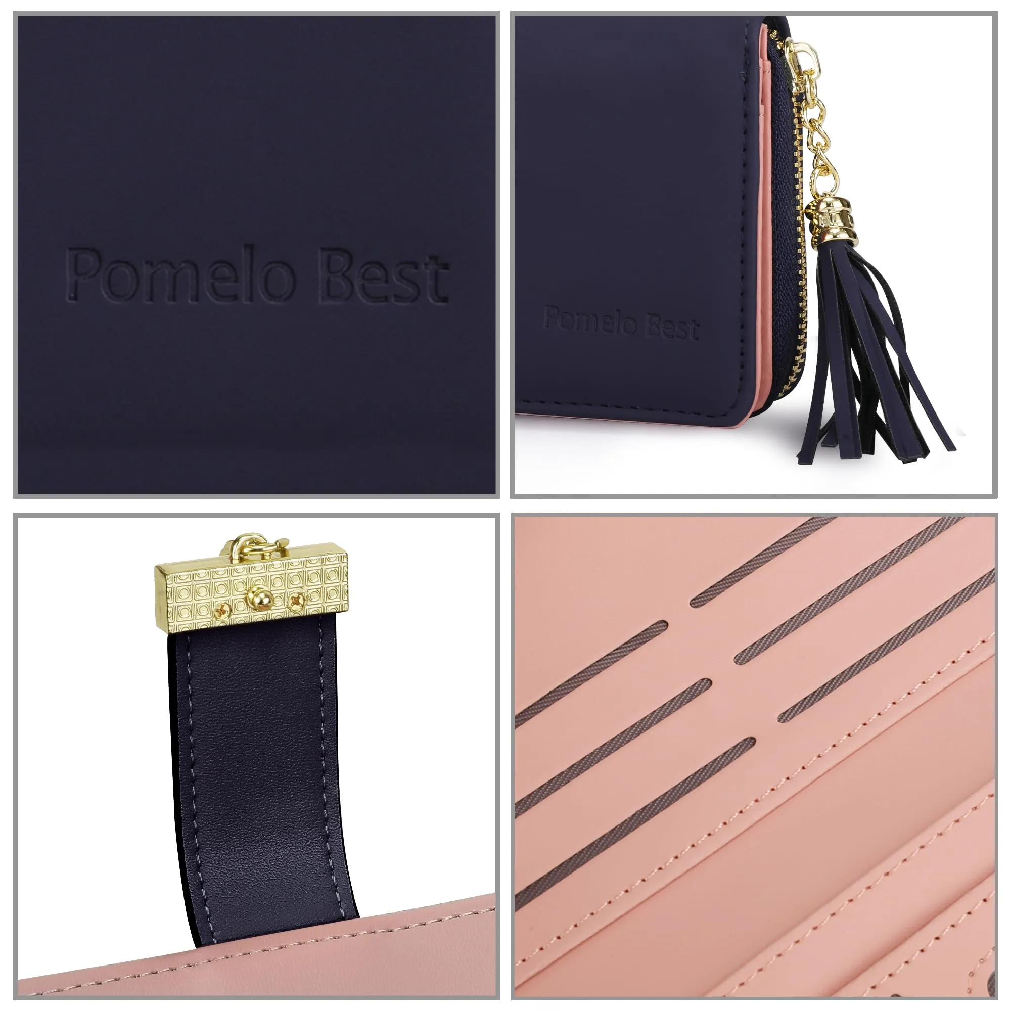 Pomelo Best Portafoglio Donna in Pelle Sintetica con Blocco RFID, Blu Opaco, M, Classico - immagine 3