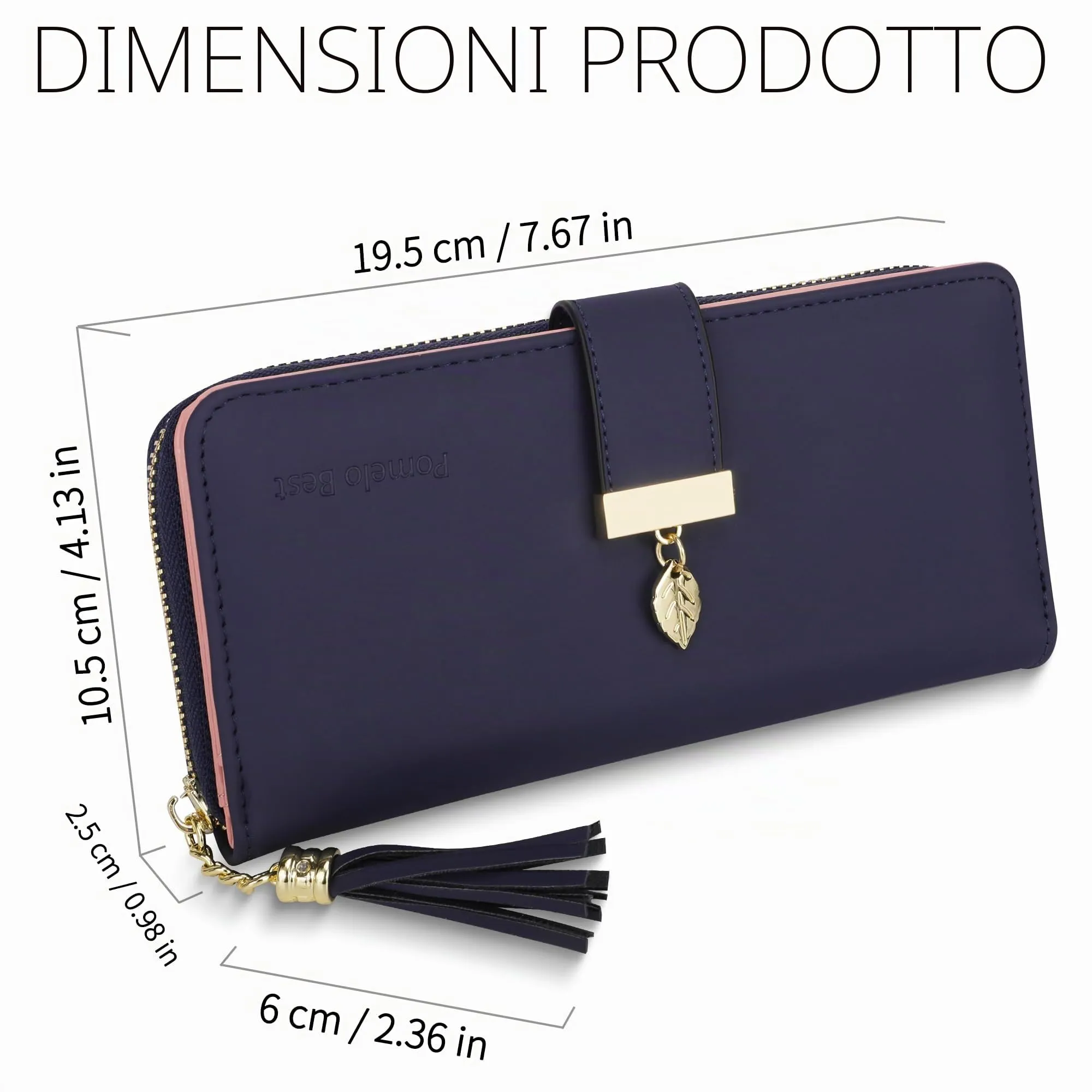 Pomelo Best Portafoglio Donna in Pelle Sintetica con Blocco RFID, Blu Opaco, M, Classico - immagine 5