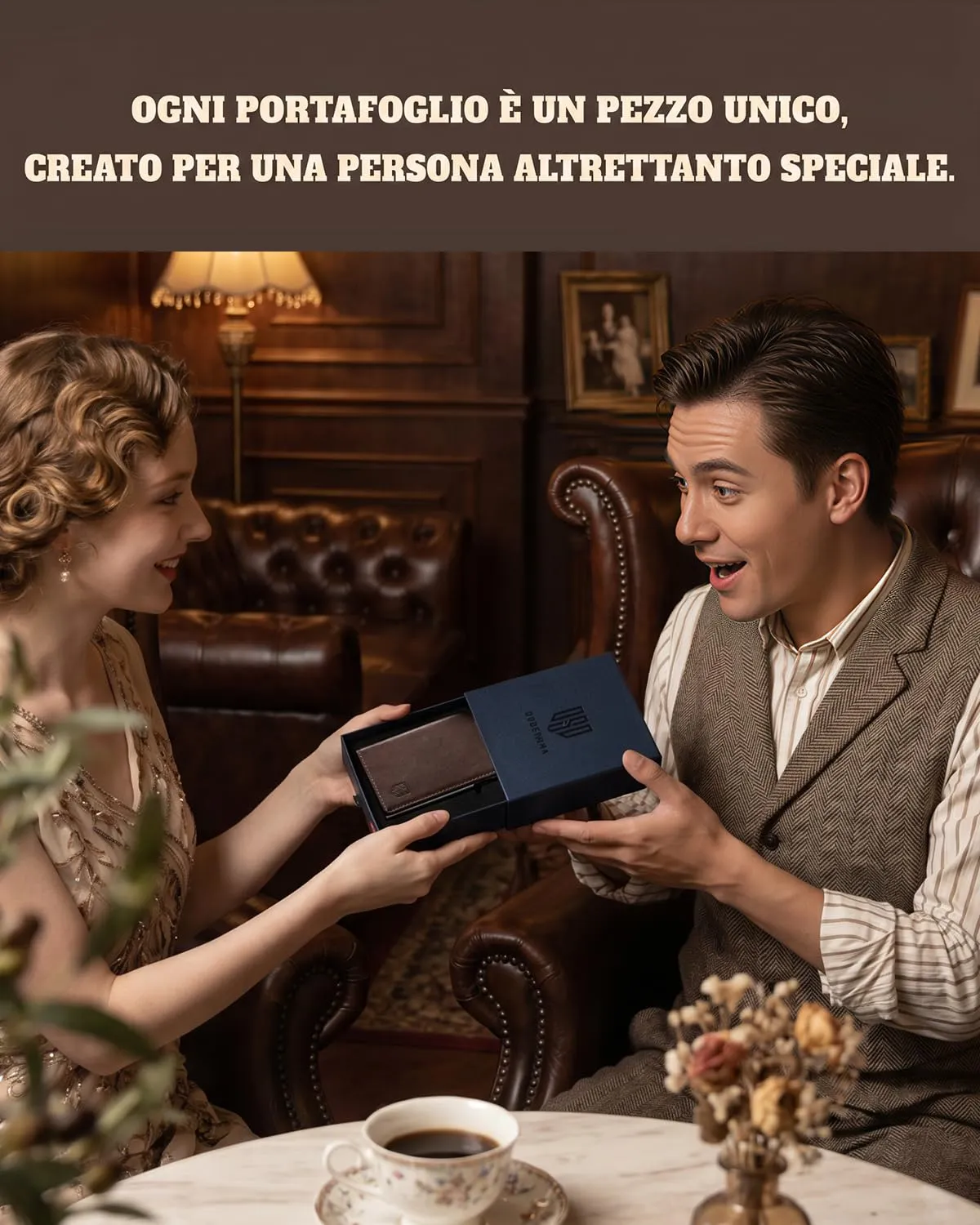 DODENSHA MagSnap Portafoglio da uomo Slim Wallet con scomparto per monete XL, protezione RFID (Marrone Argento) - immagine 8