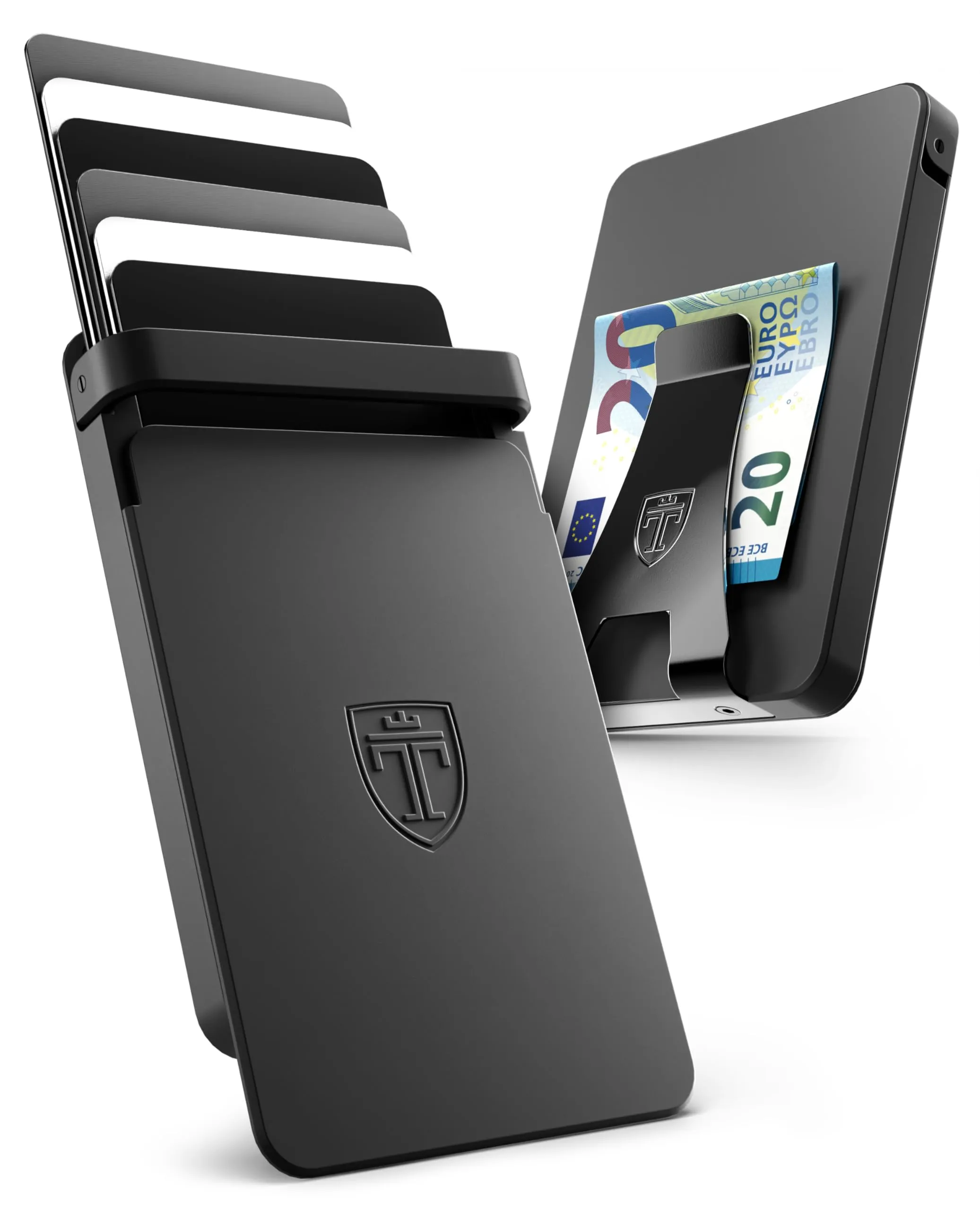 Travando Slyde Portacarte in Alluminio con Protezione RFID e Fermasoldi, Slim Wallet per 8-9 Carte - immagine 1