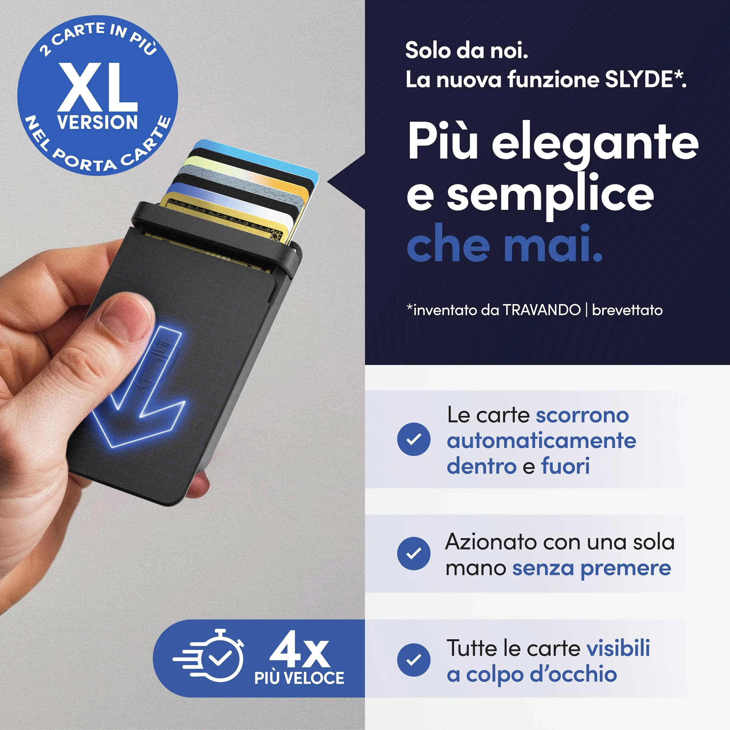 Travando Slyde Portacarte in Alluminio con Protezione RFID e Fermasoldi, Slim Wallet per 8-9 Carte - immagine 3