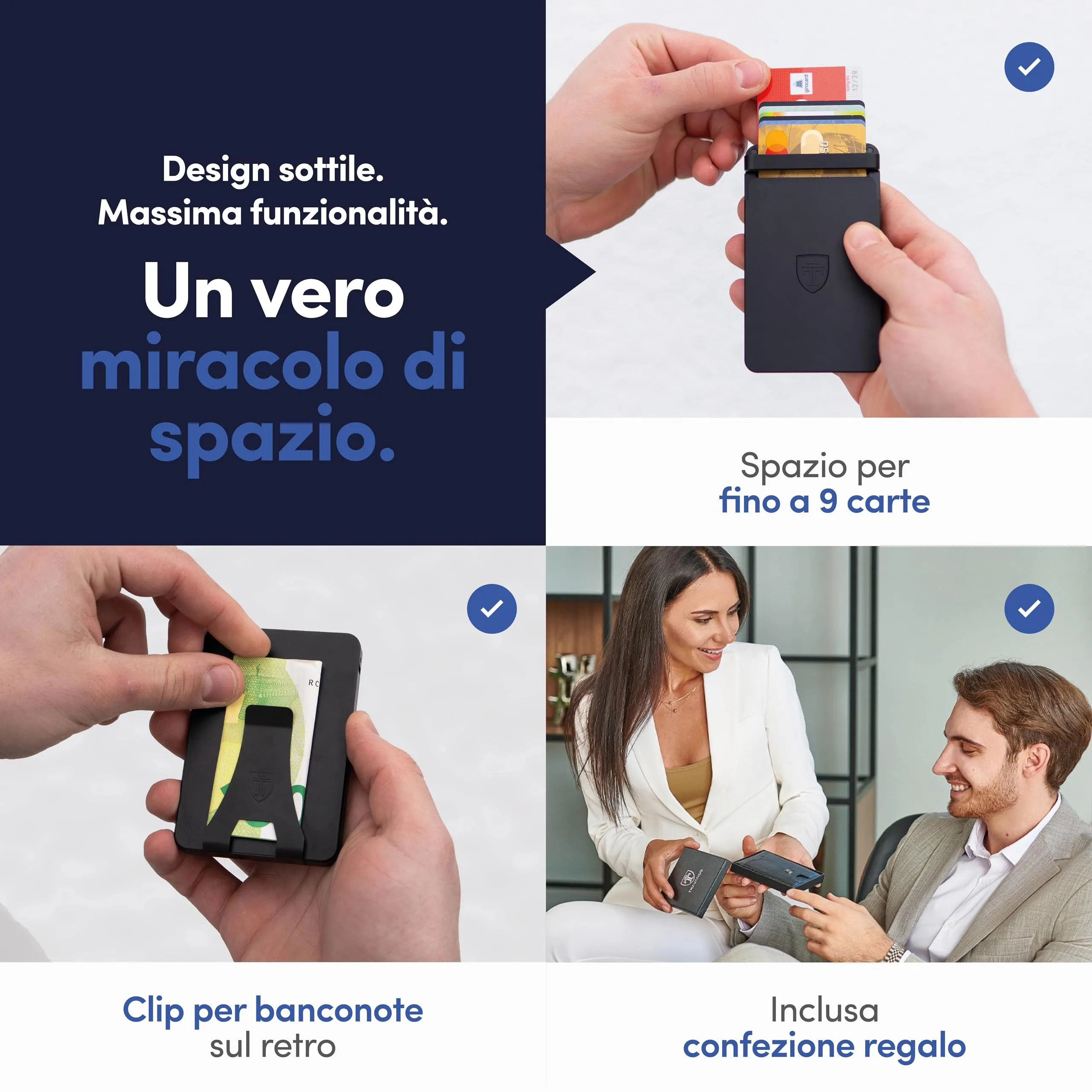 Travando Slyde Portacarte in Alluminio con Protezione RFID e Fermasoldi, Slim Wallet per 8-9 Carte - immagine 4