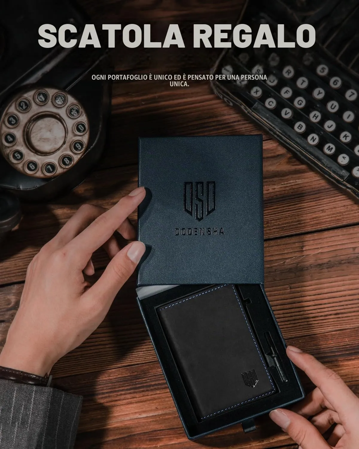DODENSHA Portafoglio Uomo in Vera Pelle Marrone con Protezione RFID, Chiusura Magnetica, 12.5x10x3.5 cm - immagine 8