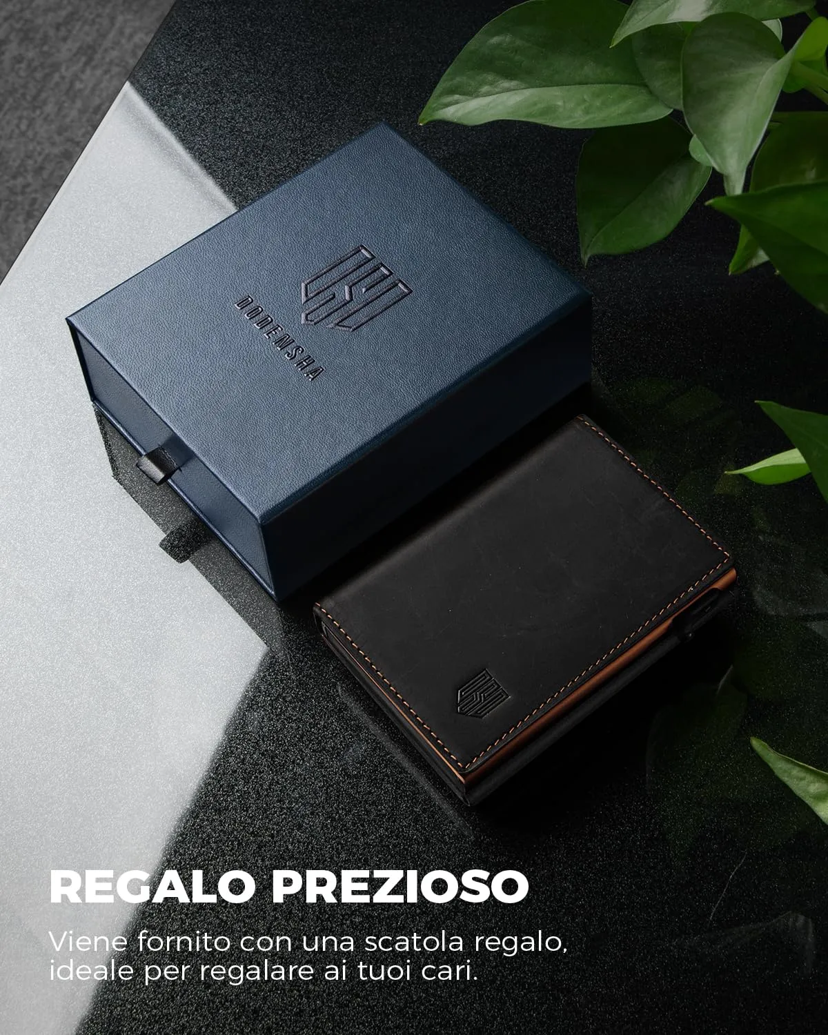 DODENSHA MagSnap Portafoglio Uomo Slim con Protezione RFID, Nero/Arancione - immagine 7