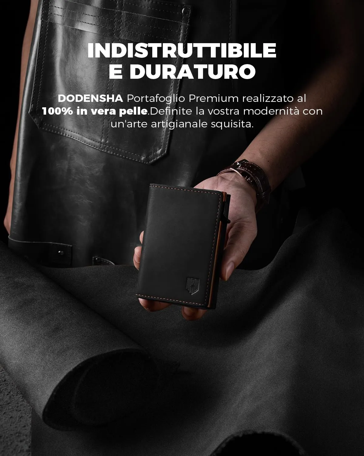 DODENSHA MagSnap Portafoglio Uomo Slim con Protezione RFID, Nero/Arancione - immagine 8