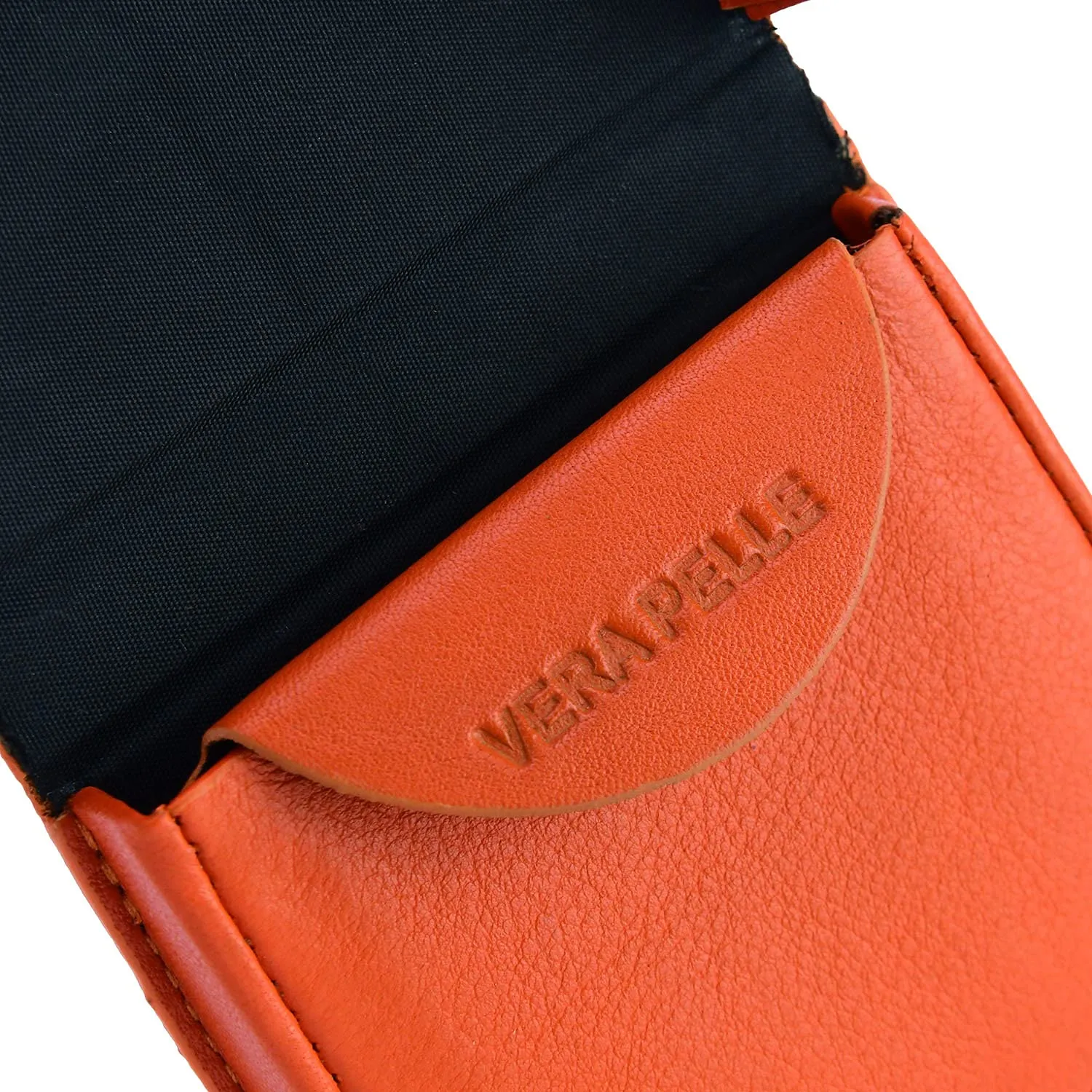 COVERI WORLD Portamonete Uomo Tacco in Vera Pelle, Arancione - immagine 4