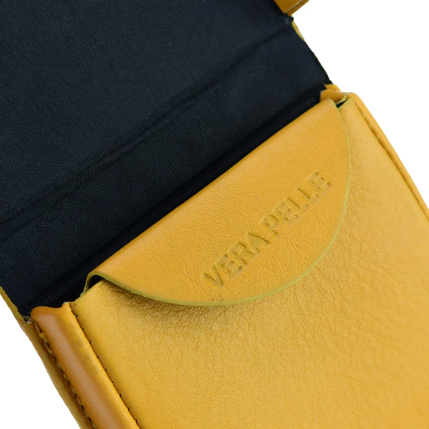 COVERI WORLD Portamonete Uomo in Vera Pelle, Giallo - immagine 4