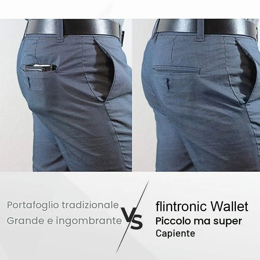 flintronic Portia Portafoglio in Pelle con Blocco RFID/NFC, 6 Slot per Schede e Scomparto con Cerniera, Blu - immagine 5