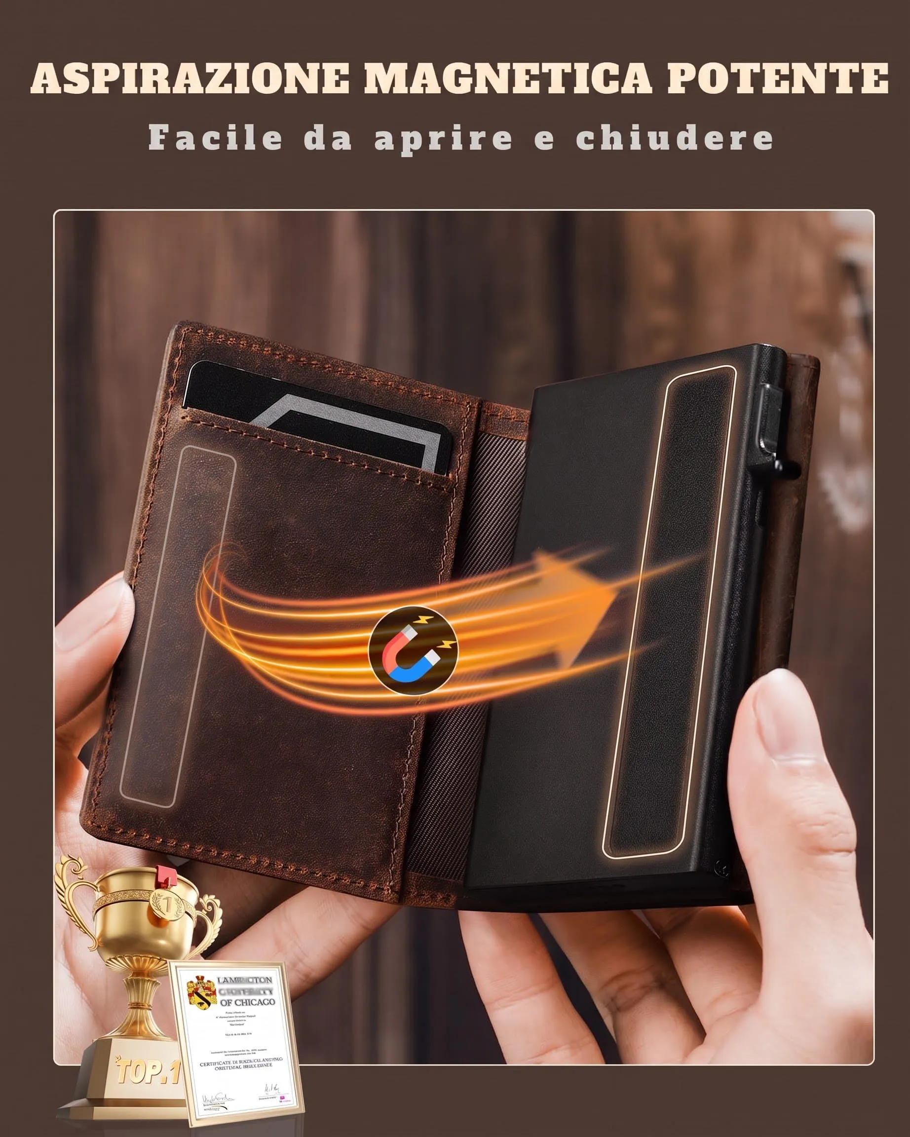 DODENSHA MagSnap Portafoglio da Uomo Slim Wallet con Scomparto Monete XL, Chiusura Magnetica e Protezione RFID - immagine 3