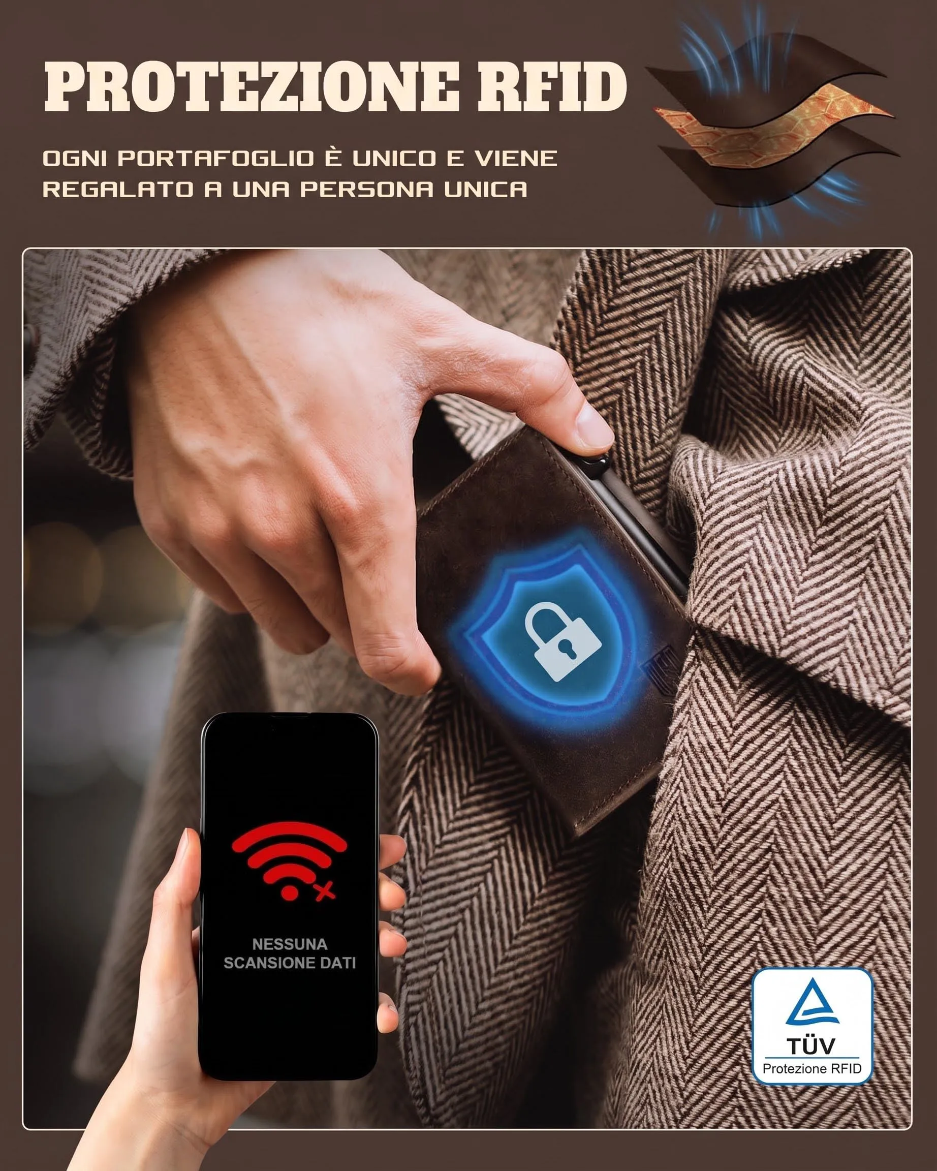 DODENSHA MagSnap Portafoglio da Uomo Slim Wallet con Scomparto Monete XL, Chiusura Magnetica e Protezione RFID - immagine 7