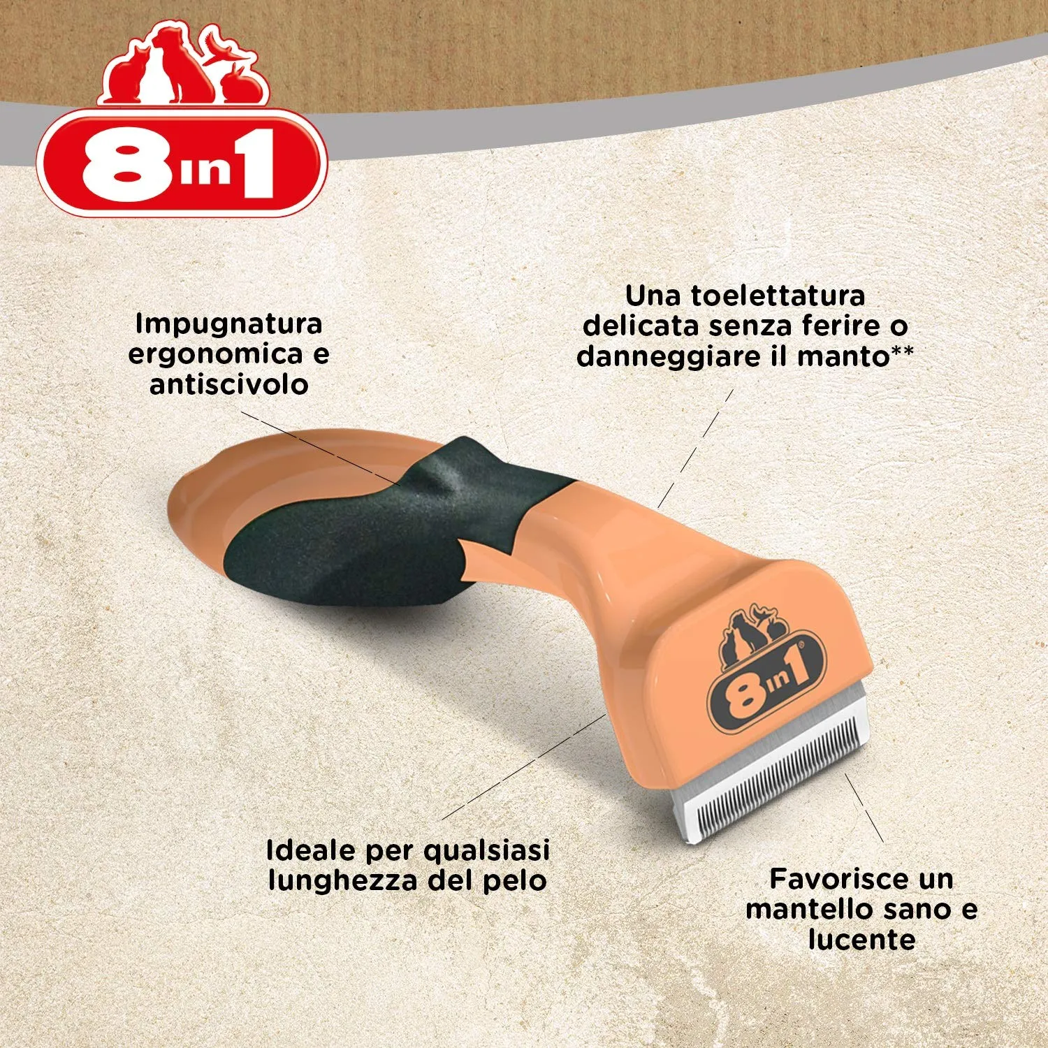 8in1 Coat DeShedder Spazzola sottopelo per gatti - immagine 4