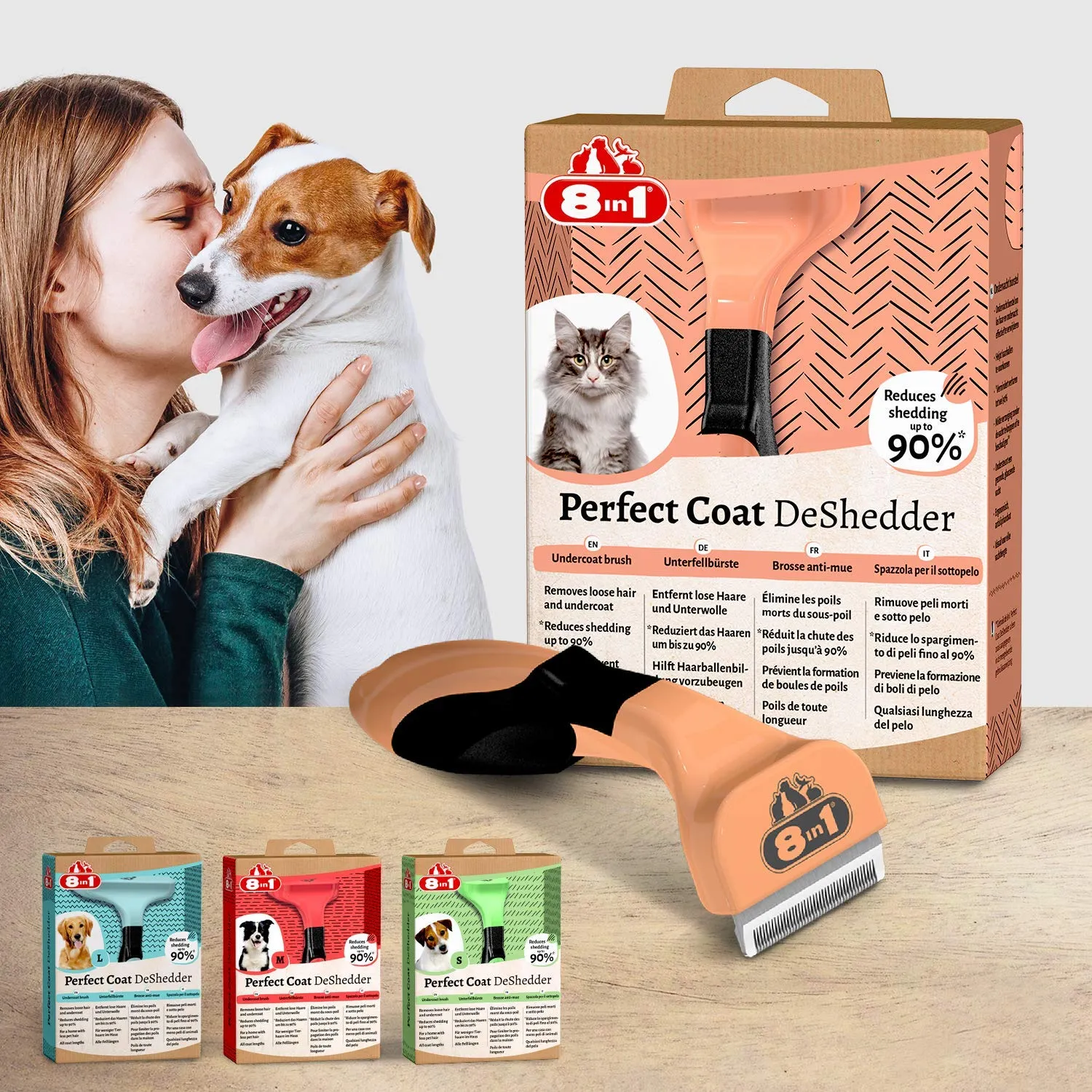 8in1 Coat DeShedder Spazzola sottopelo per gatti - immagine 6