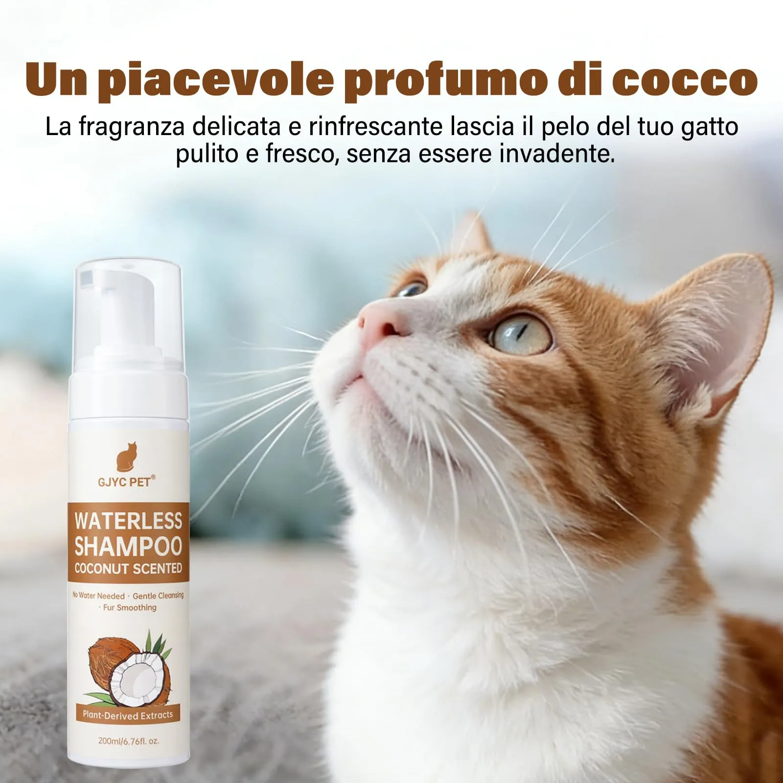 GJYC PET Shampoo Secco per Gatti, Noce di Cocco, pH Neutro, 200 ml - immagine 6