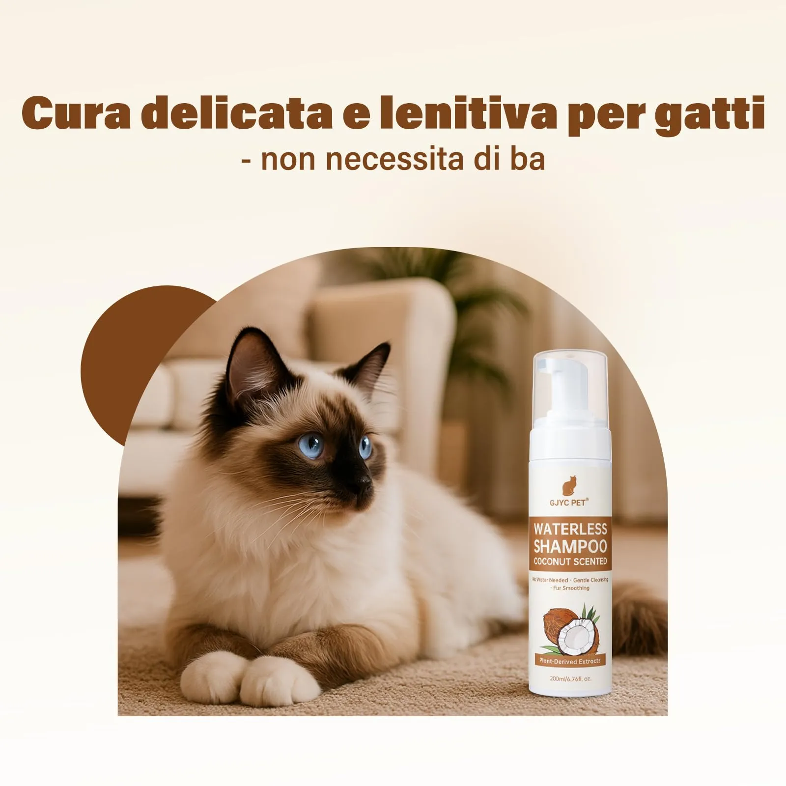 GJYC PET Shampoo Secco per Gatti, Noce di Cocco, pH Neutro, 200 ml - immagine 7