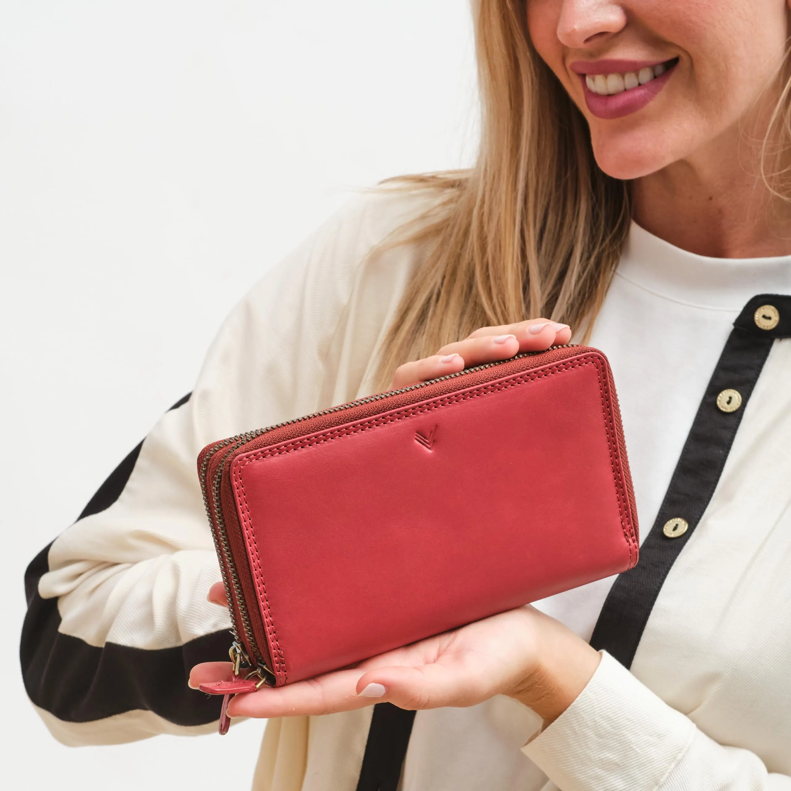 Lavalen Portafoglio Donna in Vera Pelle RFID con 30 Tasche e Doppia Cerniera, 12 x 20 cm - immagine 8