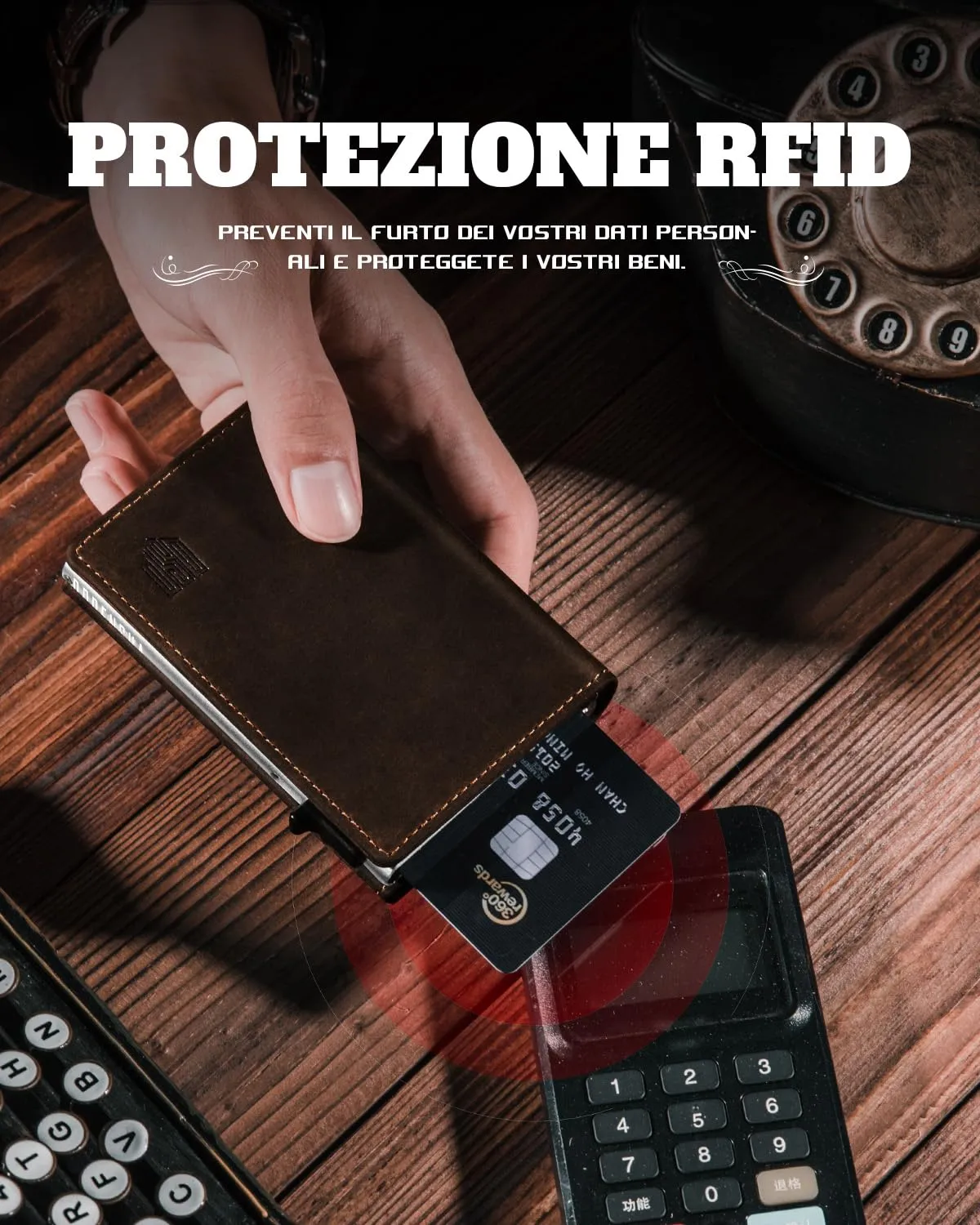 DODENSHA MagSnap Portafoglio da uomo sottile in pelle con scomparto per monete, chiusura magnetica e protezione RFID (Marrone Argento) - immagine 7
