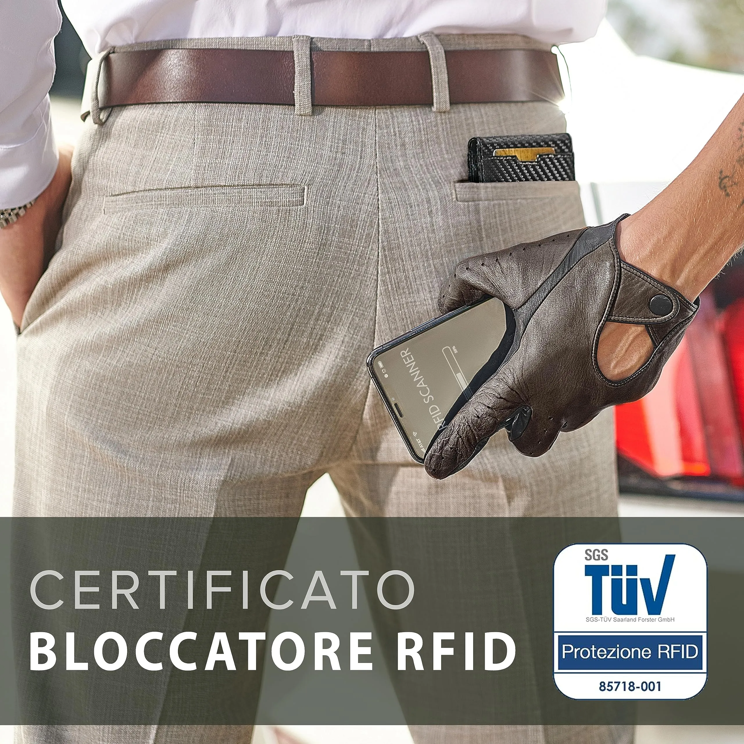 TRAVANDO Portafoglio Uomo London con Clip per Contanti, 10 Tasche per Carte, Protezione RFID (Carbon) - immagine 5