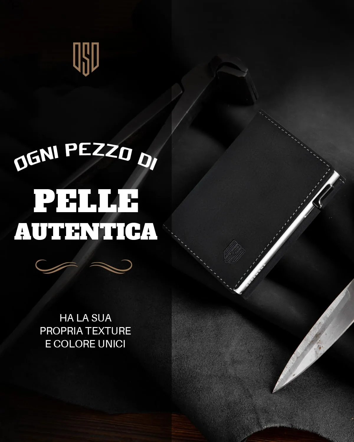 DODENSHA MagSnap Portafoglio da Uomo Sottile in Pelle con Scomparto Monete, Chiusura Magnetica e Protezione RFID (Nero e Argento) - immagine 4