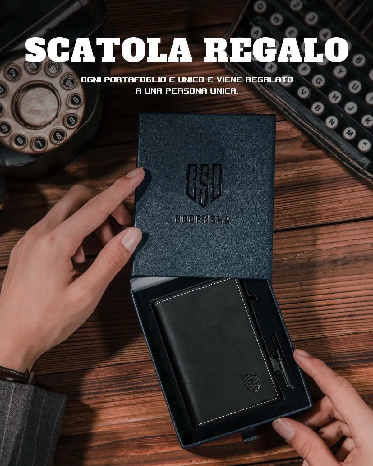 DODENSHA MagSnap Portafoglio da Uomo Sottile in Pelle con Scomparto Monete, Chiusura Magnetica e Protezione RFID (Nero e Argento) - immagine 8