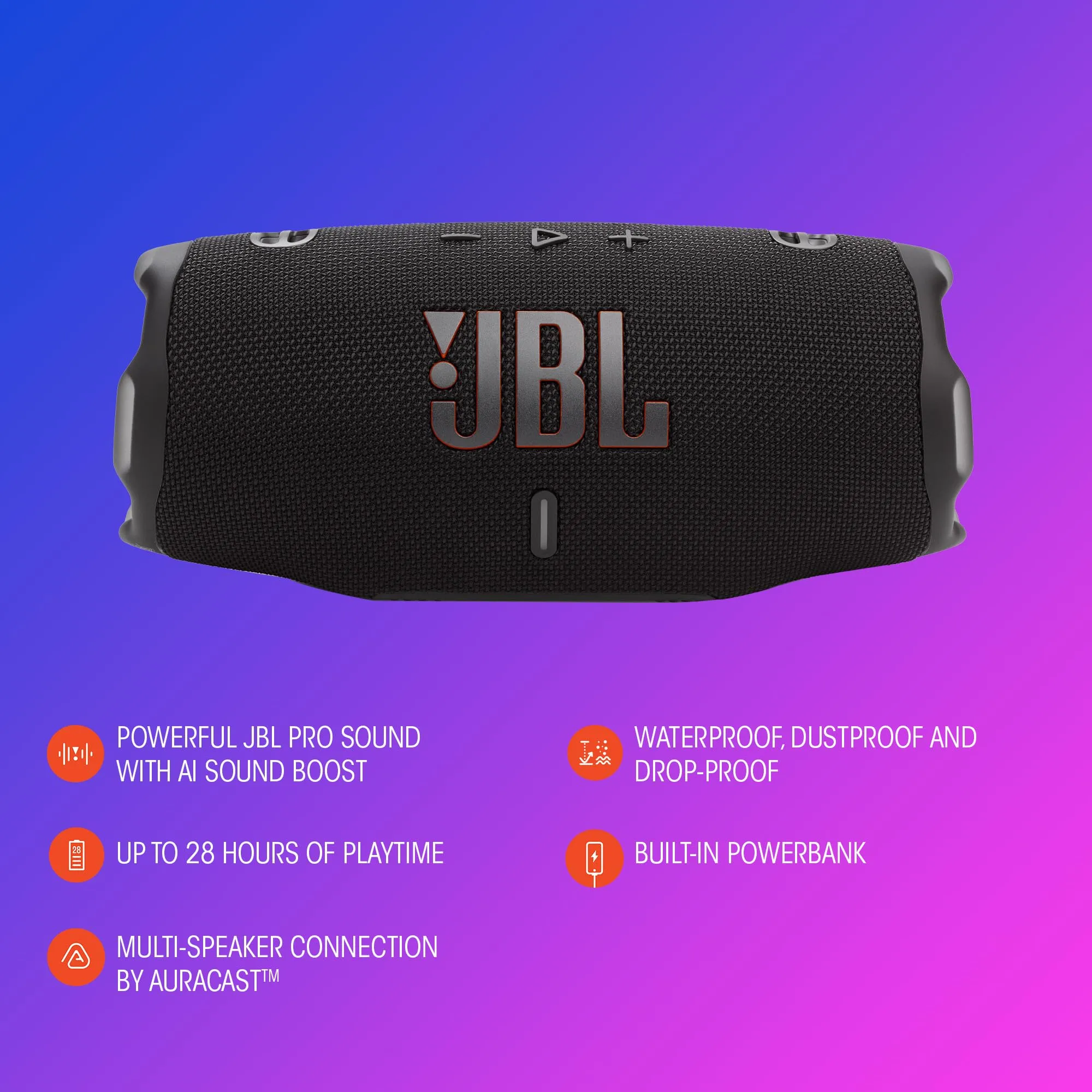 JBL Charge 6 Altoparlante Bluetooth Portatile, Blu - immagine 6