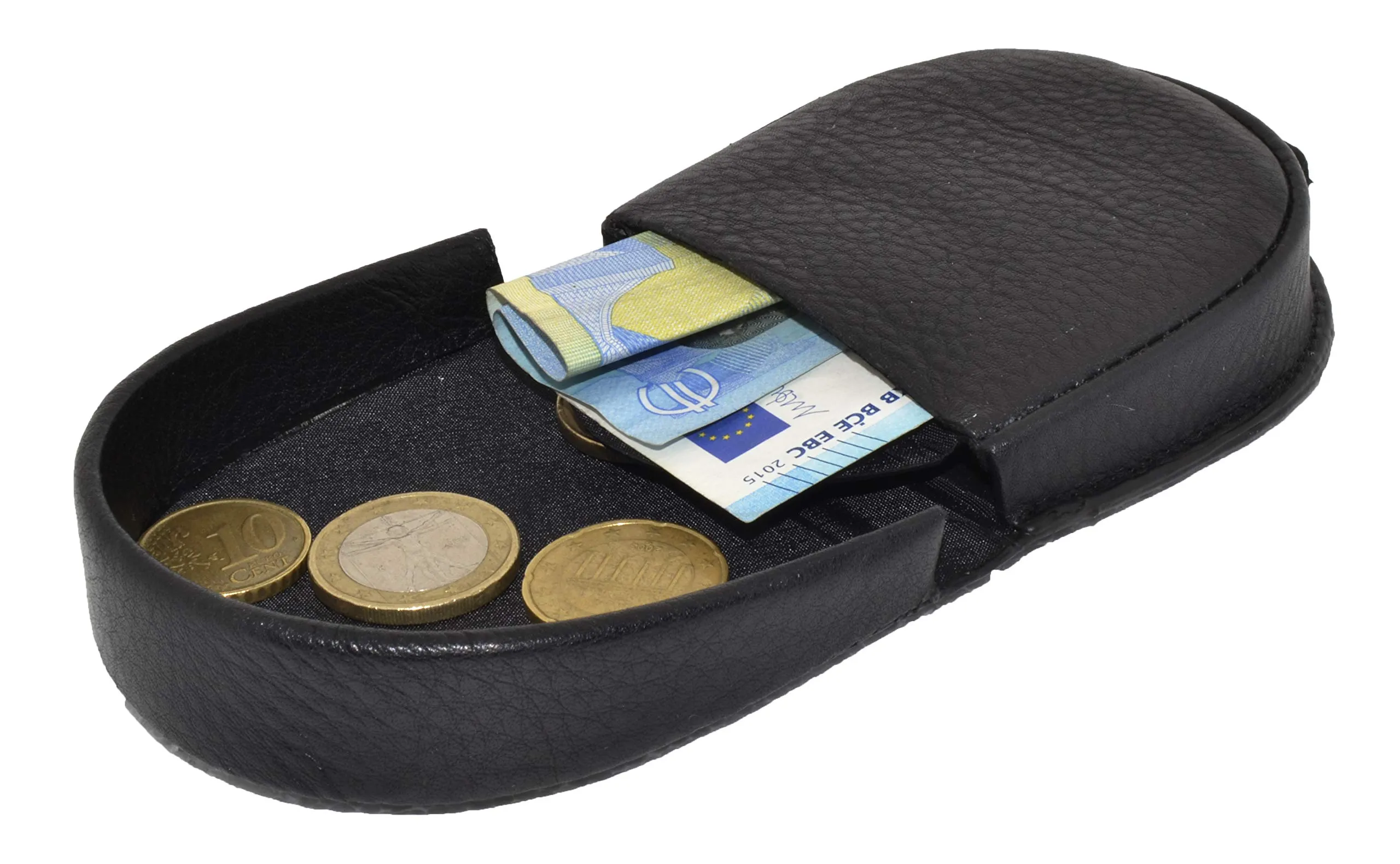 Coveri World Portamonete Uomo in Vera Pelle Nera con 2 Tasche e Chiusura a Incastro - immagine 5