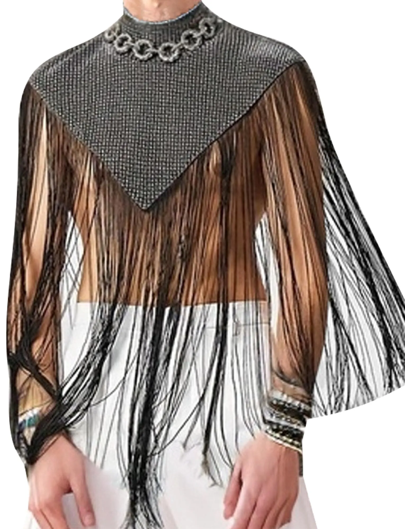 AIEOE Camicia da Uomo Trasparente in Rete e Pizzo a Maniche Lunghe, M - immagine 1