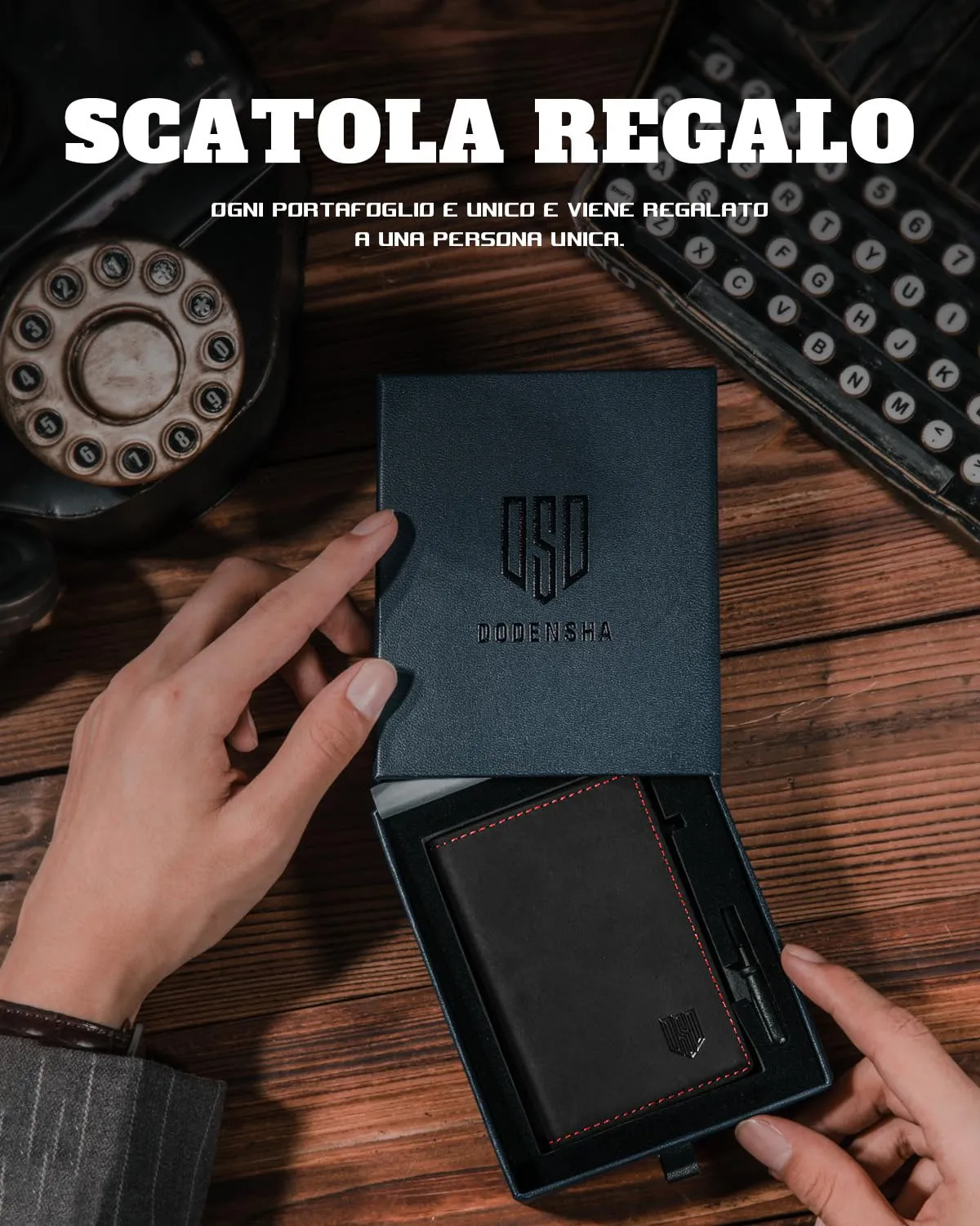 DODENSHA MagSnap Portafoglio da Uomo in Pelle con Scomparto Monete, Protezione RFID, Nero/Rosso - immagine 8