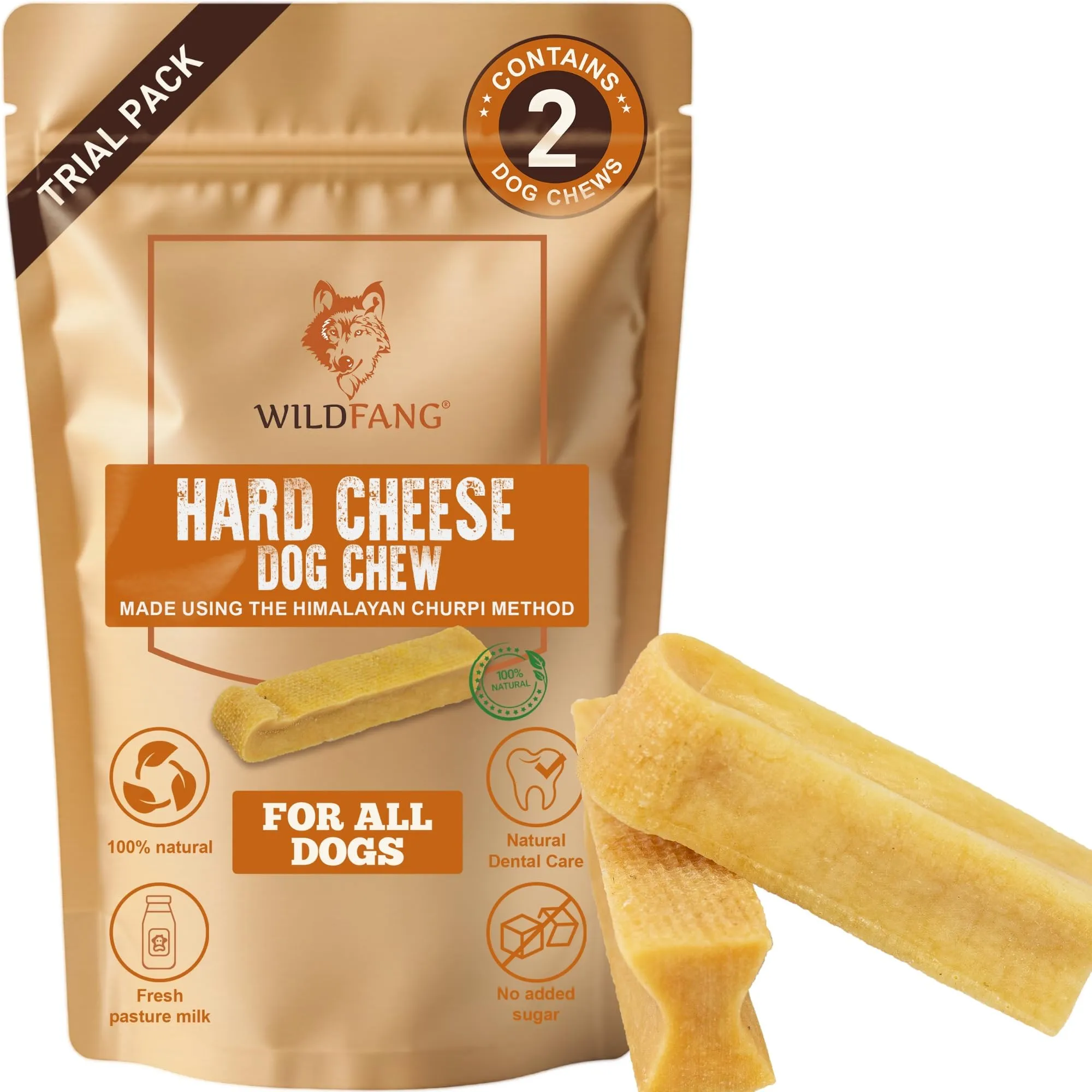 Wildfang Stick da masticare di formaggio duro per cani, 42 g (Confezione da 2) - immagine 1