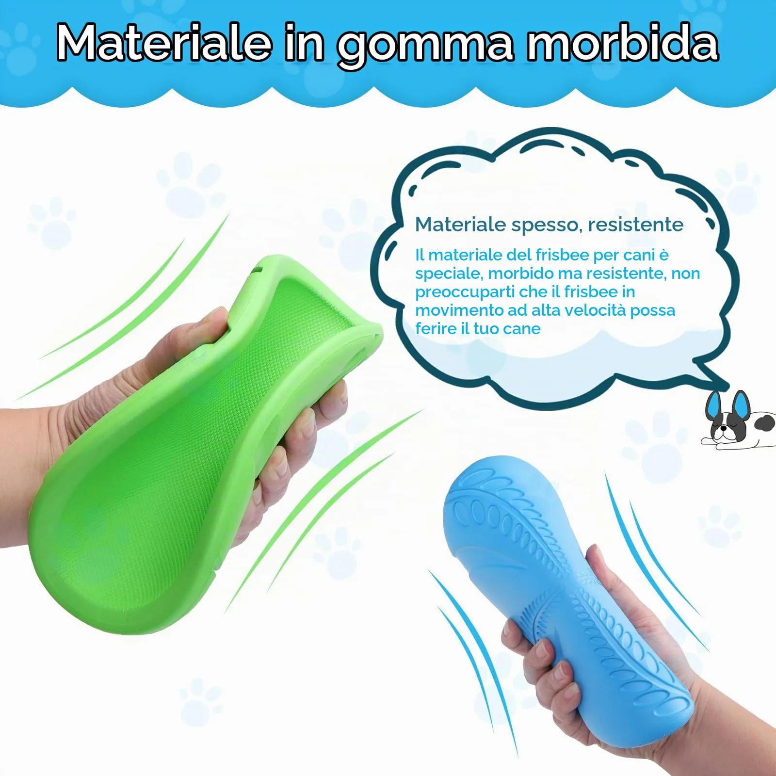 Nobleza Frisbee in Gomma Naturale per Cani, Set da 2, Diametro 20 cm, Blu e Verde - immagine 4