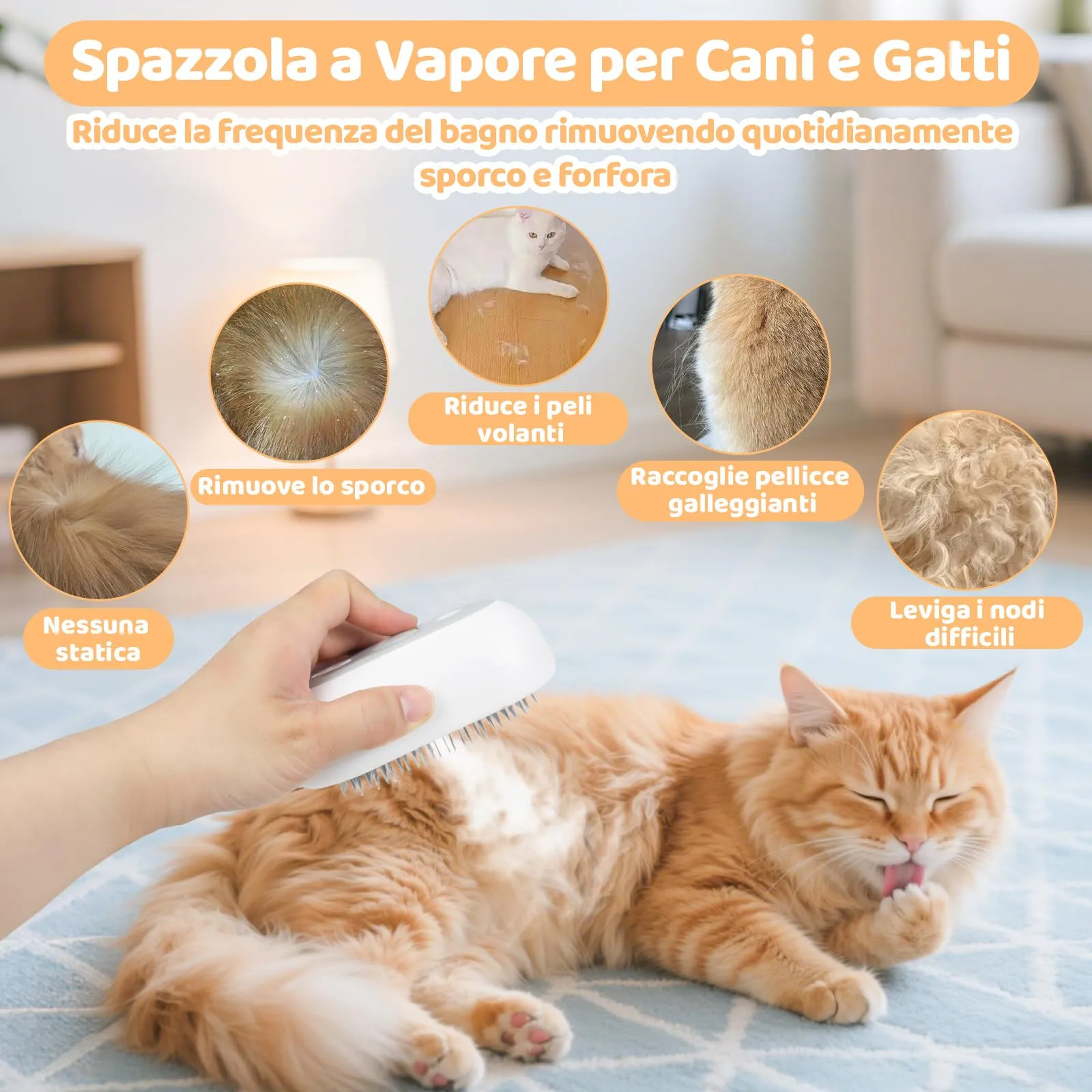 Nepfaivy Spazzola a Vapore per Cani e Gatti Ricaricabile USB - immagine 2