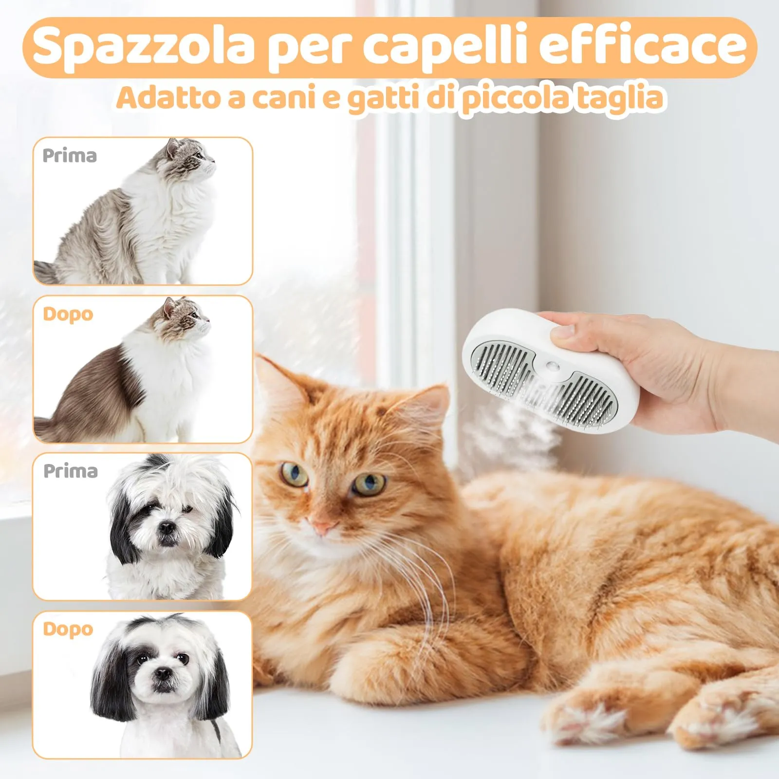 Nepfaivy Spazzola a Vapore per Cani e Gatti Ricaricabile USB - immagine 5
