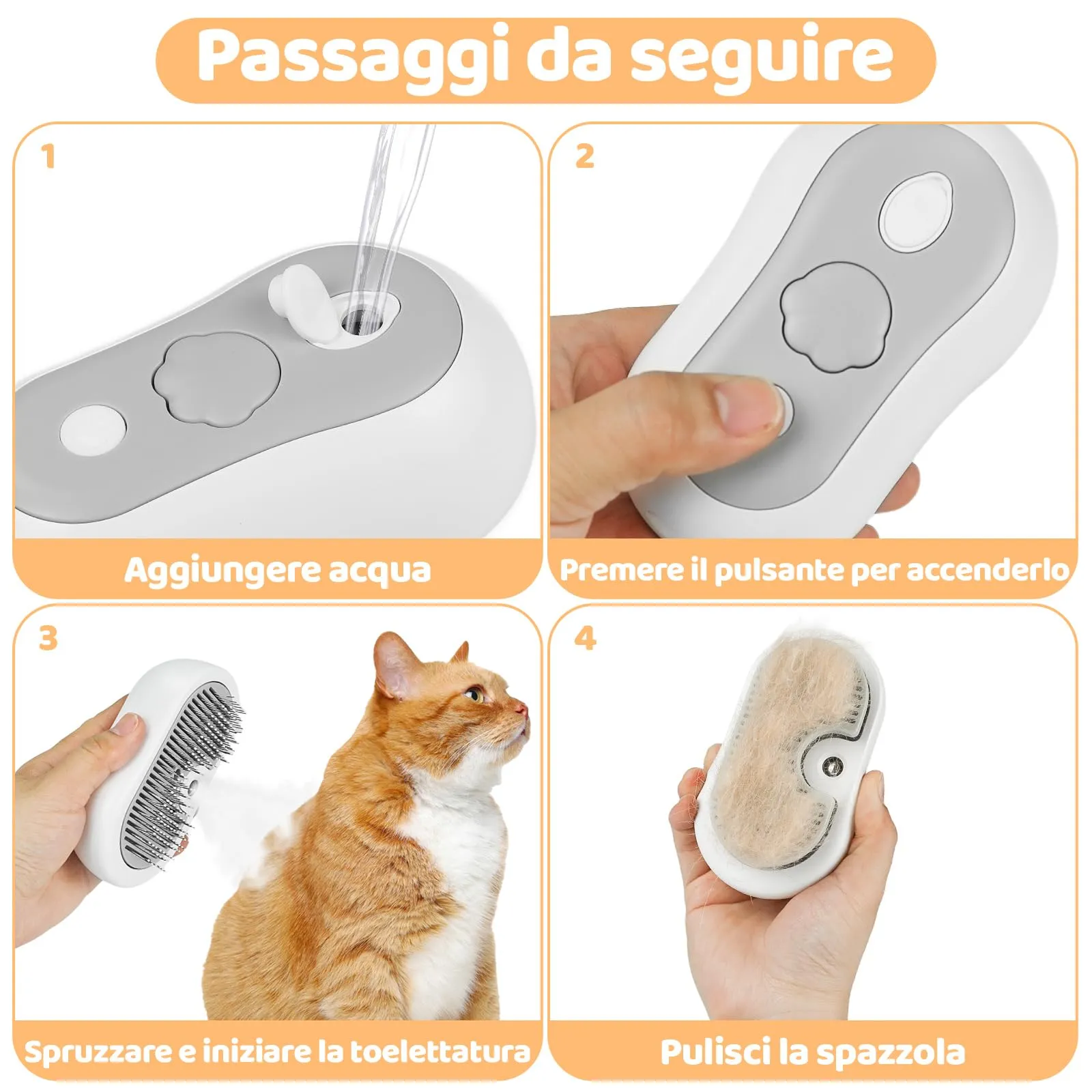Nepfaivy Spazzola a Vapore per Cani e Gatti Ricaricabile USB - immagine 6