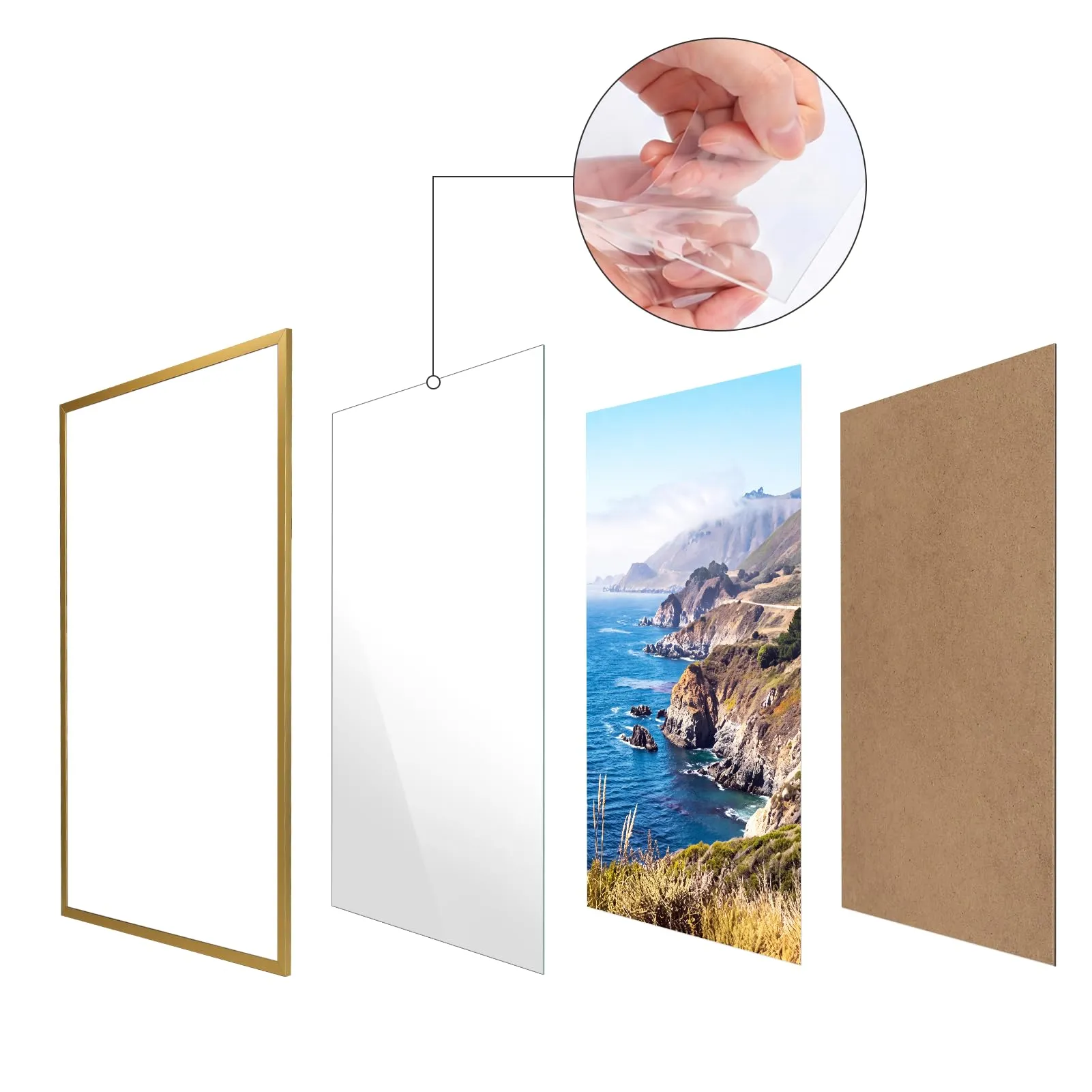 Ditwis Cornice in Alluminio 60x90 cm, Oro - immagine 3