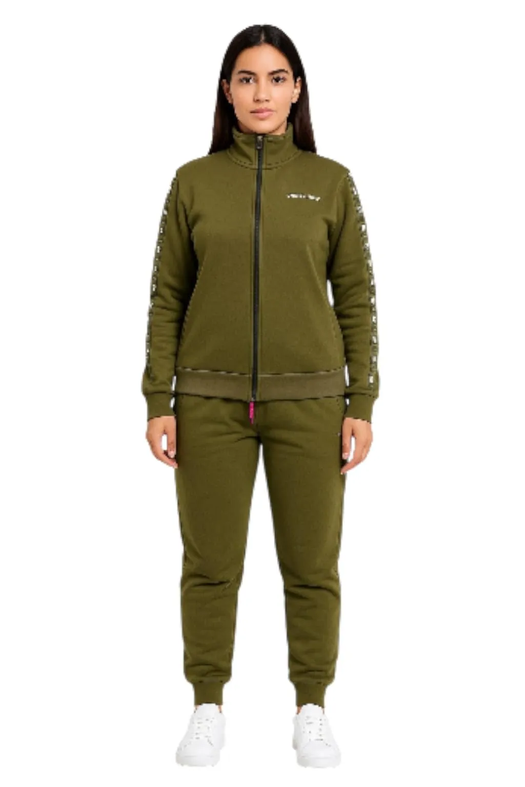 GX GARGIX Tuta Donna Invernale Felpata Pantaloni e Felpa Zip - Tortora - S - immagine 1