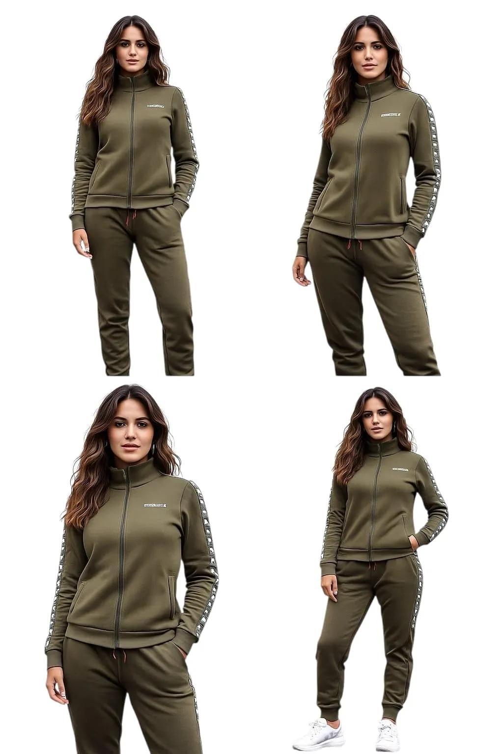 GX GARGIX Tuta Donna Invernale Felpata Pantaloni e Felpa Zip - Tortora - S - immagine 2