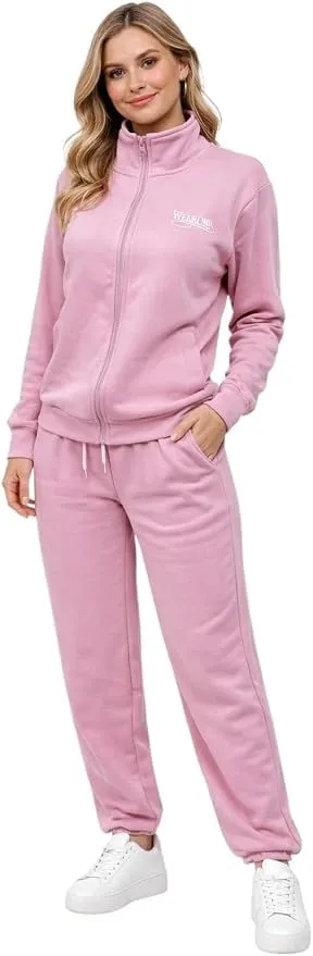 GX GARGIX Tuta Donna Invernale Felpata con Felpa Zip e Pantaloni, Luna/Rosa, L - immagine 1