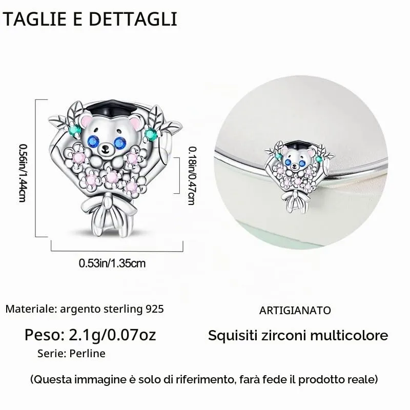 TINSLO Bead Charm in Argento Sterling 925 con Cubic Zirconia per Braccialetti e Collane europei - immagine 5